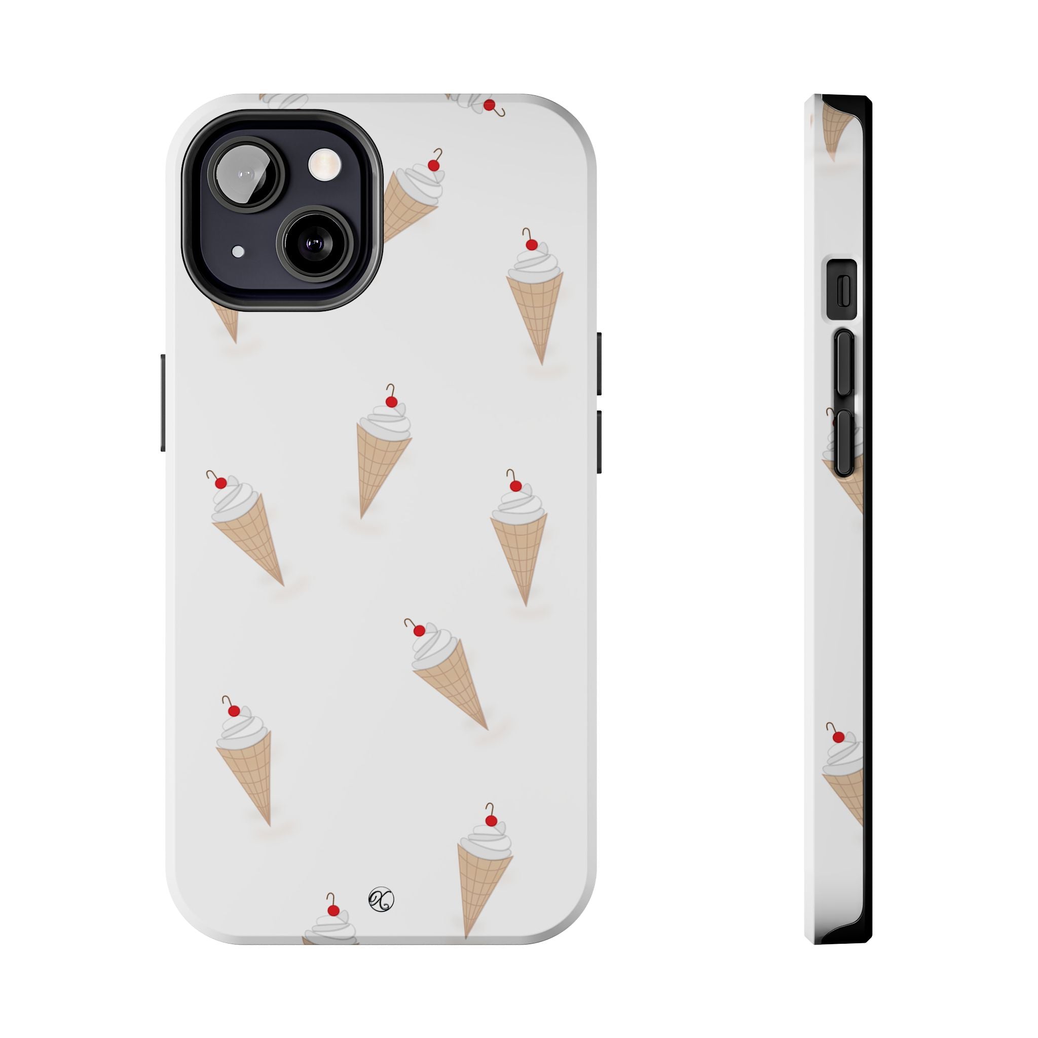 Ice Cream Cone Tough Phone Case — Cute Cherry Sundae Pattern Protective Phone Cover
