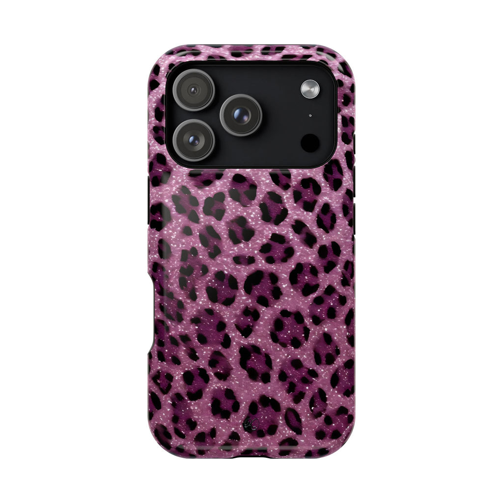 Pink Leopard Impact-Resistant Phone Case — Glitter Animal Print Protective Cover