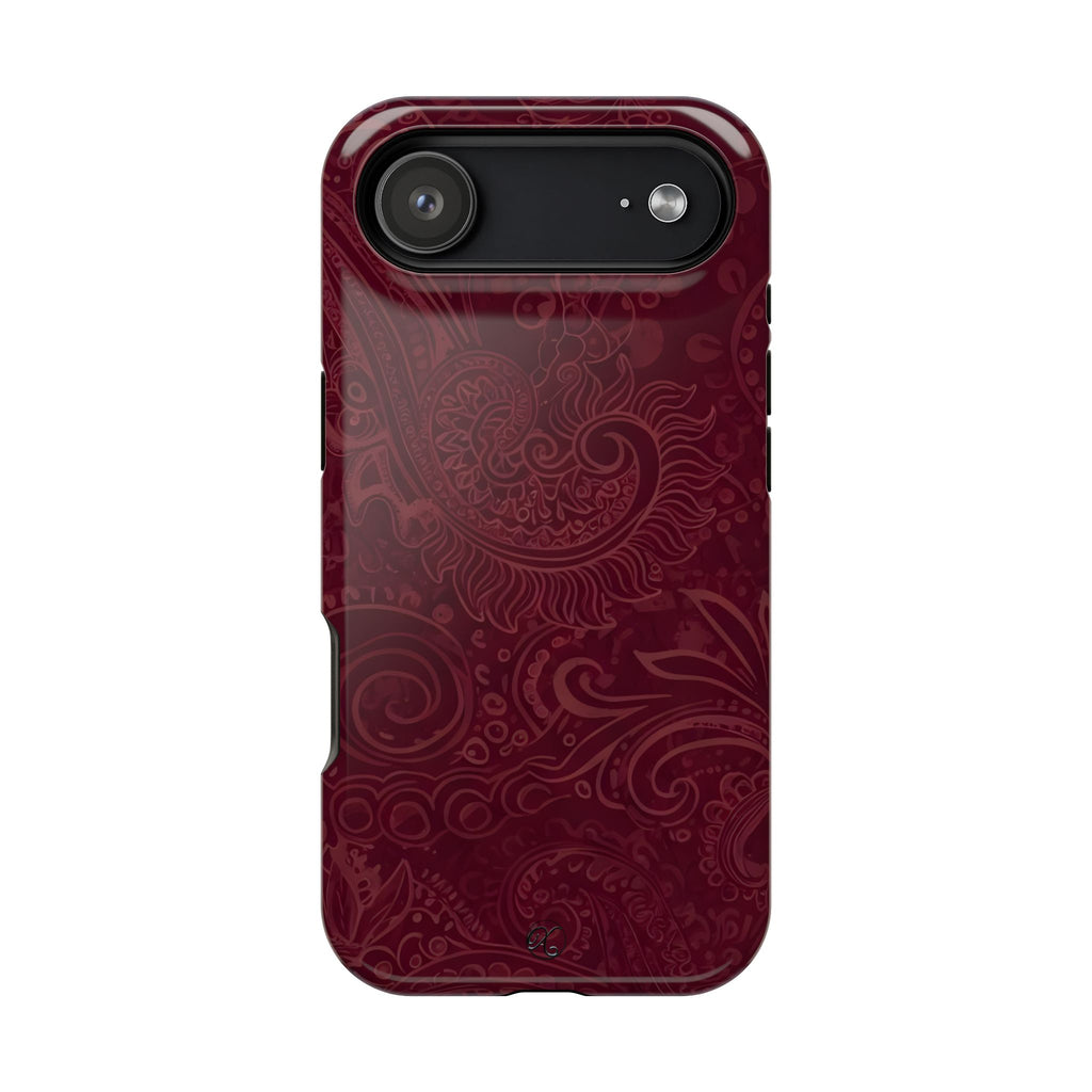 Burgundy Paisley Impact-Resistant Phone Case