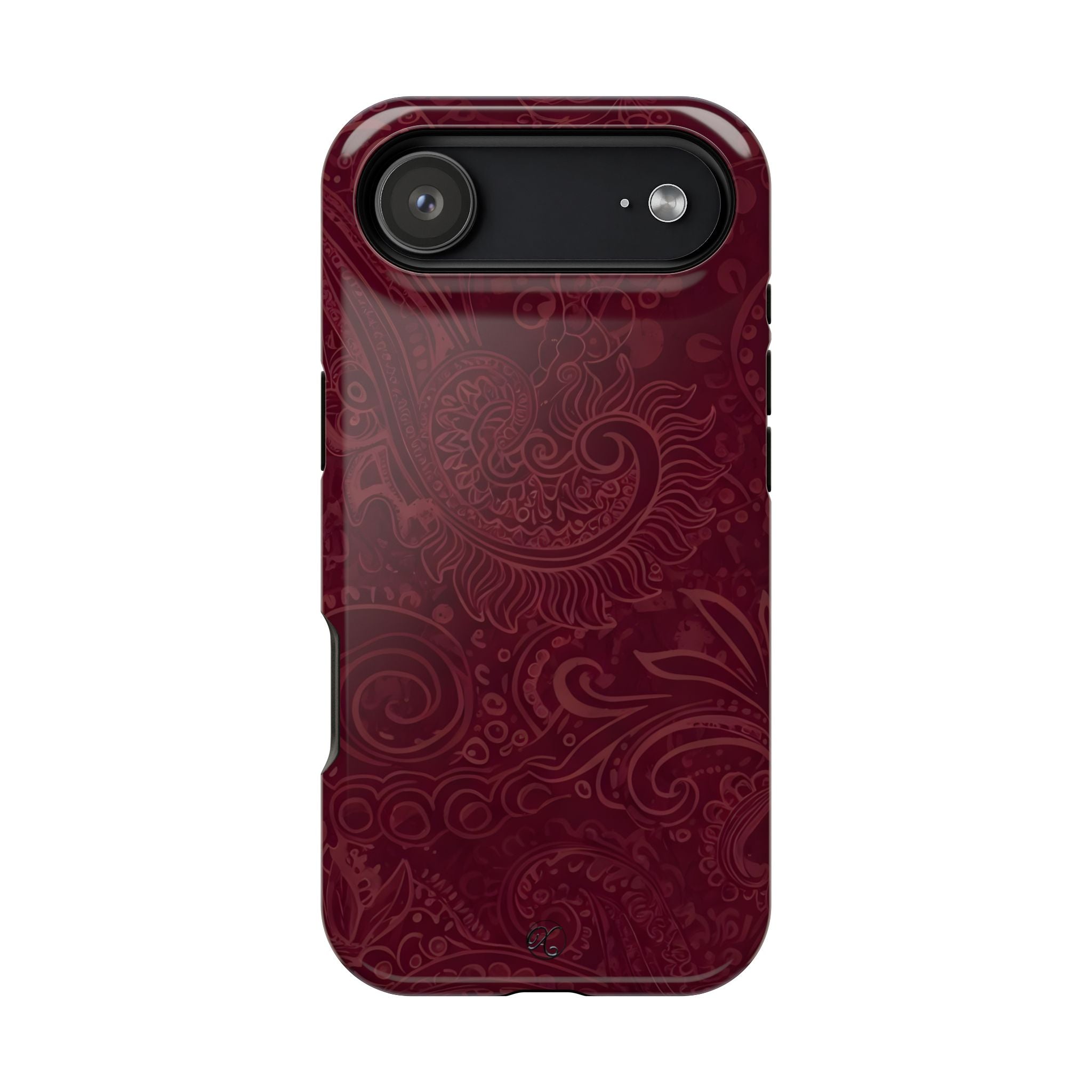 Burgundy Paisley Impact-Resistant Phone Case
