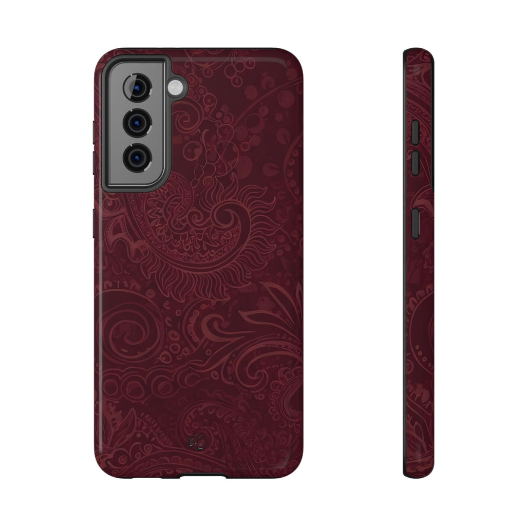 Burgundy Paisley Impact-Resistant Phone Case
