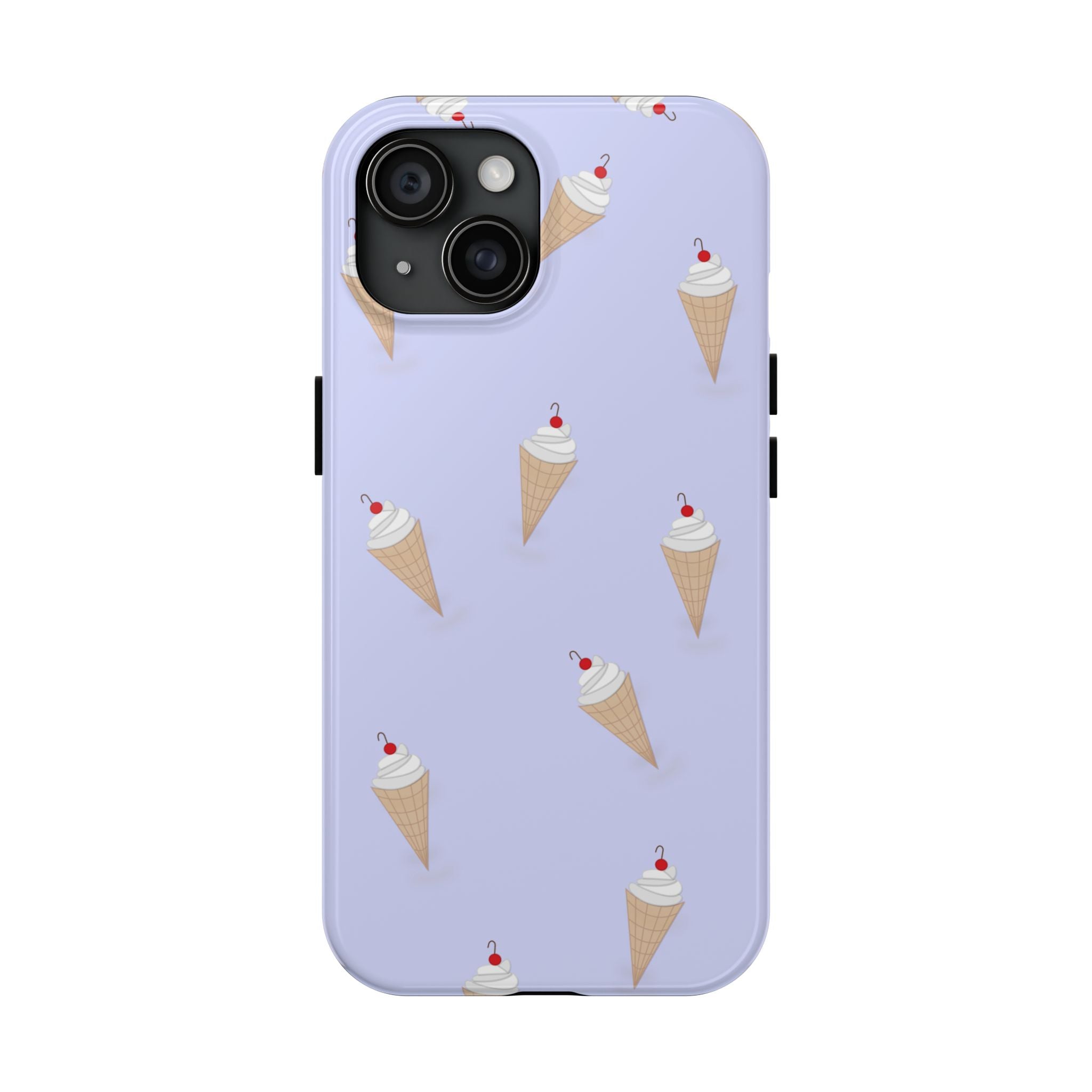 Ice Cream Cone Pattern Tough Phone Case — Pastel Lavender Protective Phone Cover