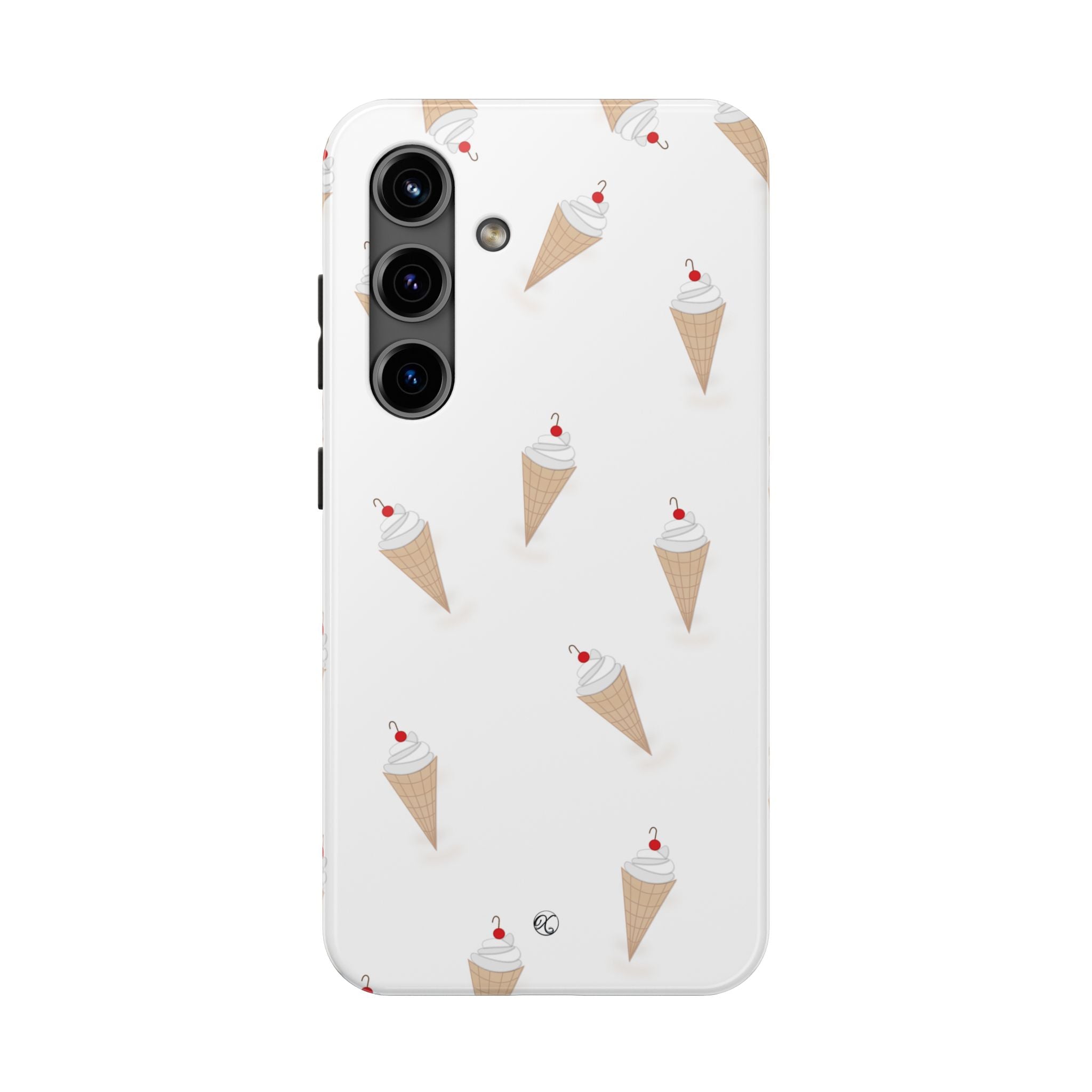 Ice Cream Cone Tough Phone Case — Cute Cherry Sundae Pattern Protective Phone Cover