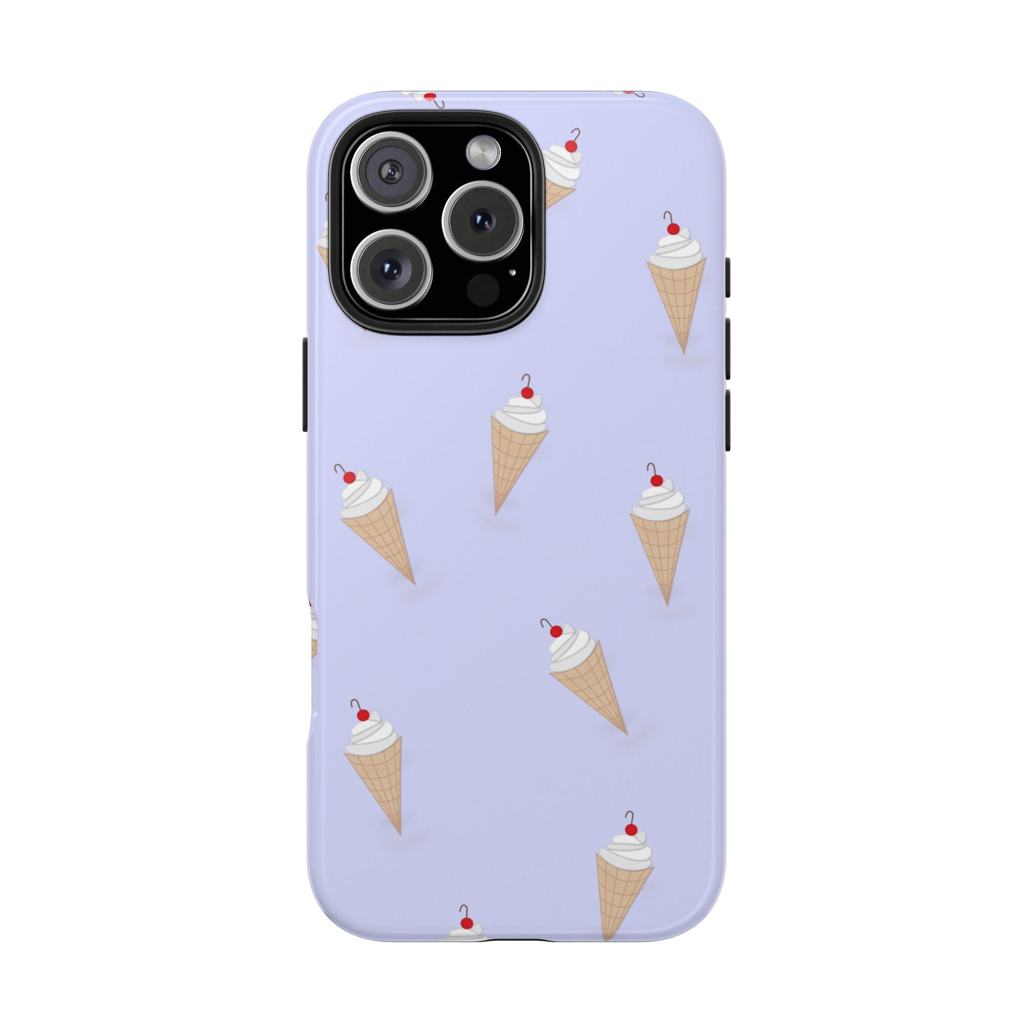 Ice Cream Cone Pattern Tough Phone Case — Pastel Lavender Protective Phone Cover