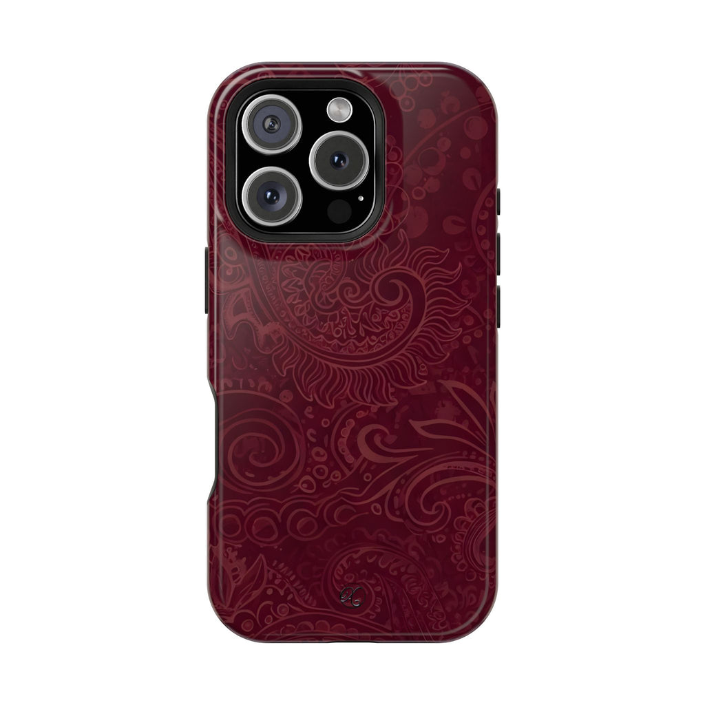 Burgundy Paisley Impact-Resistant Phone Case