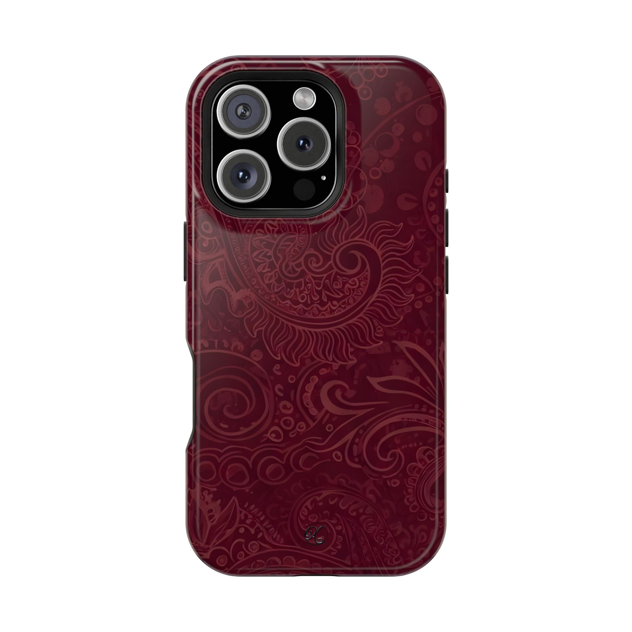 Burgundy Paisley Impact-Resistant Phone Case