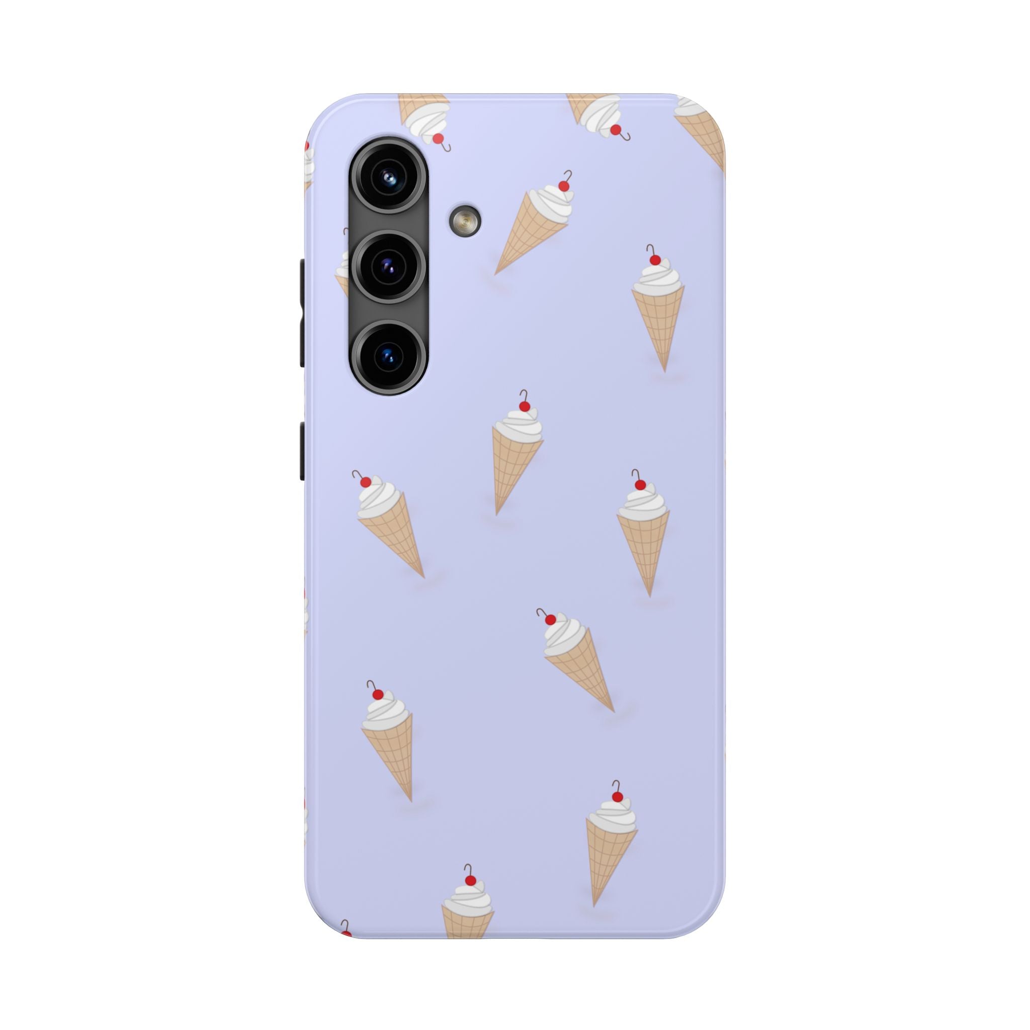 Ice Cream Cone Pattern Tough Phone Case — Pastel Lavender Protective Phone Cover
