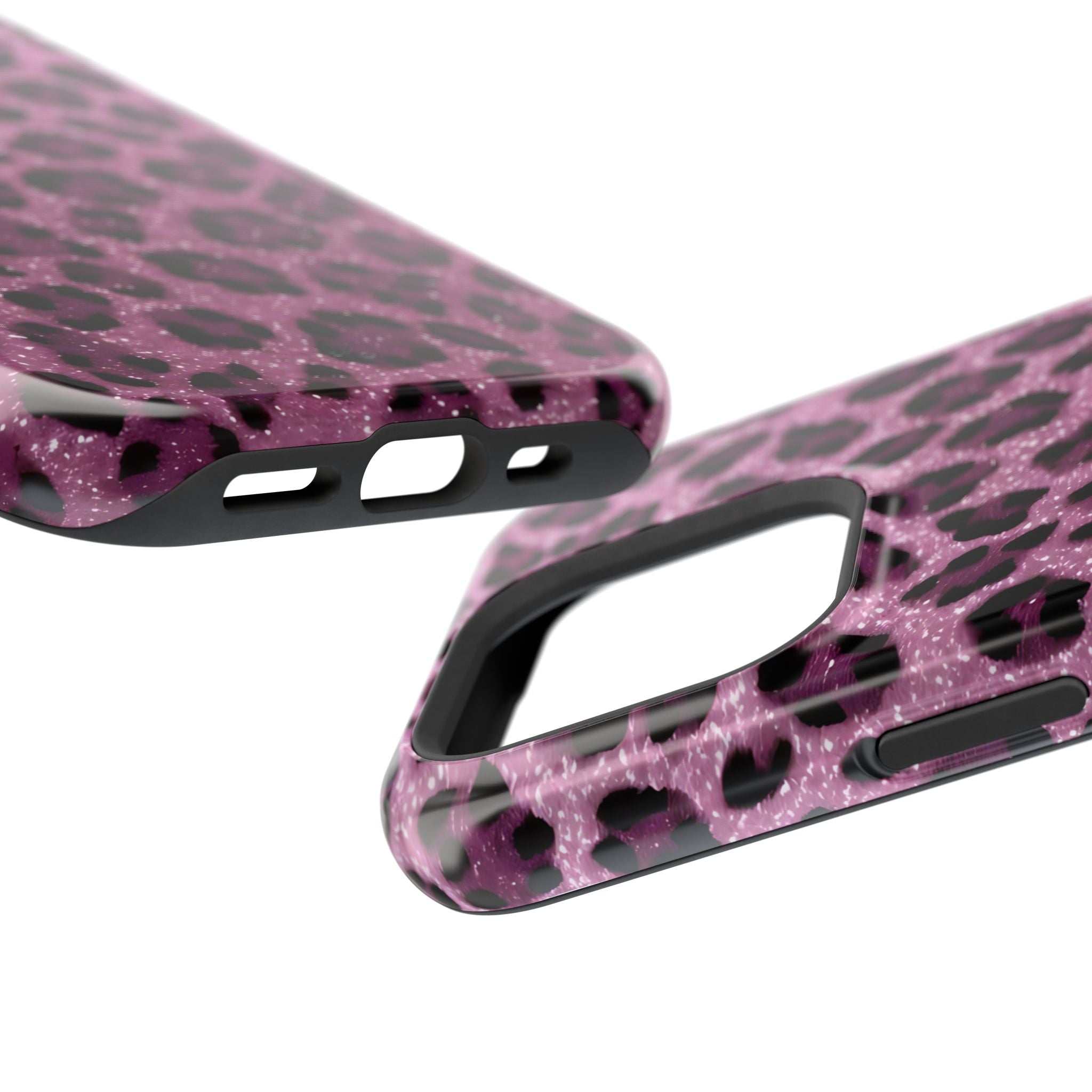 Pink Leopard Impact-Resistant Phone Case — Glitter Animal Print Protective Cover