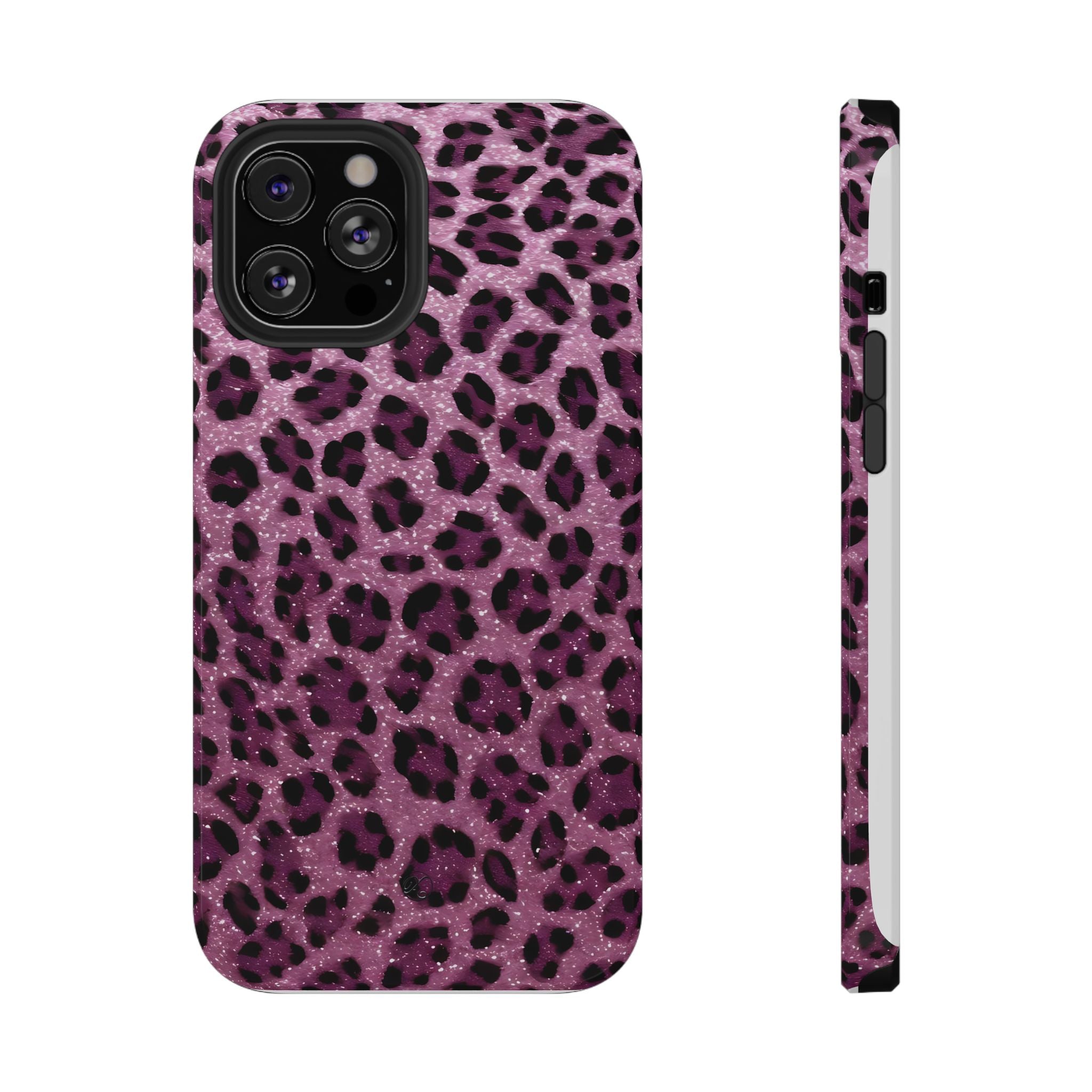 Pink Leopard Impact-Resistant Phone Case — Glitter Animal Print Protective Cover