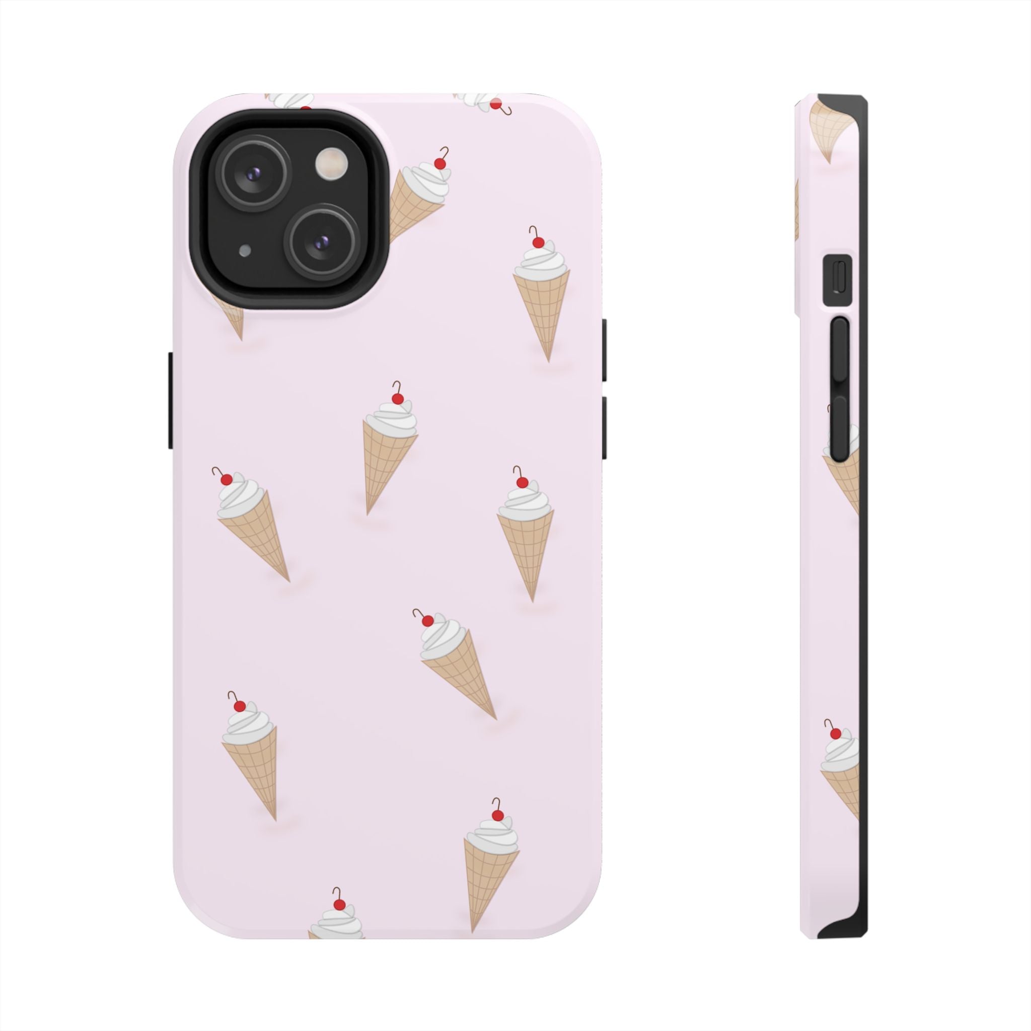 Ice Cream Cone Tough Phone Case — Pastel Pink Patterned Protective Phone Case