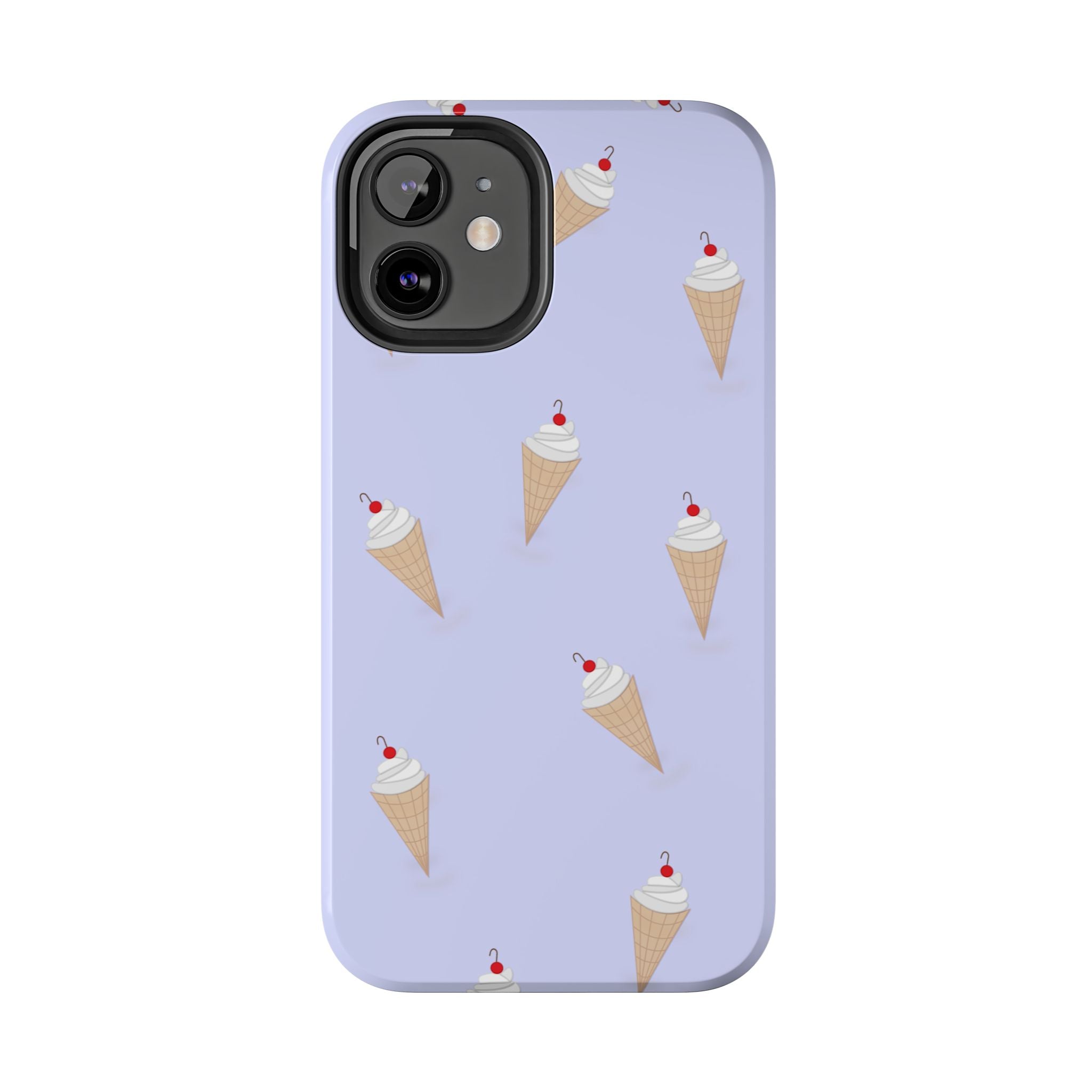 Ice Cream Cone Pattern Tough Phone Case — Pastel Lavender Protective Phone Cover