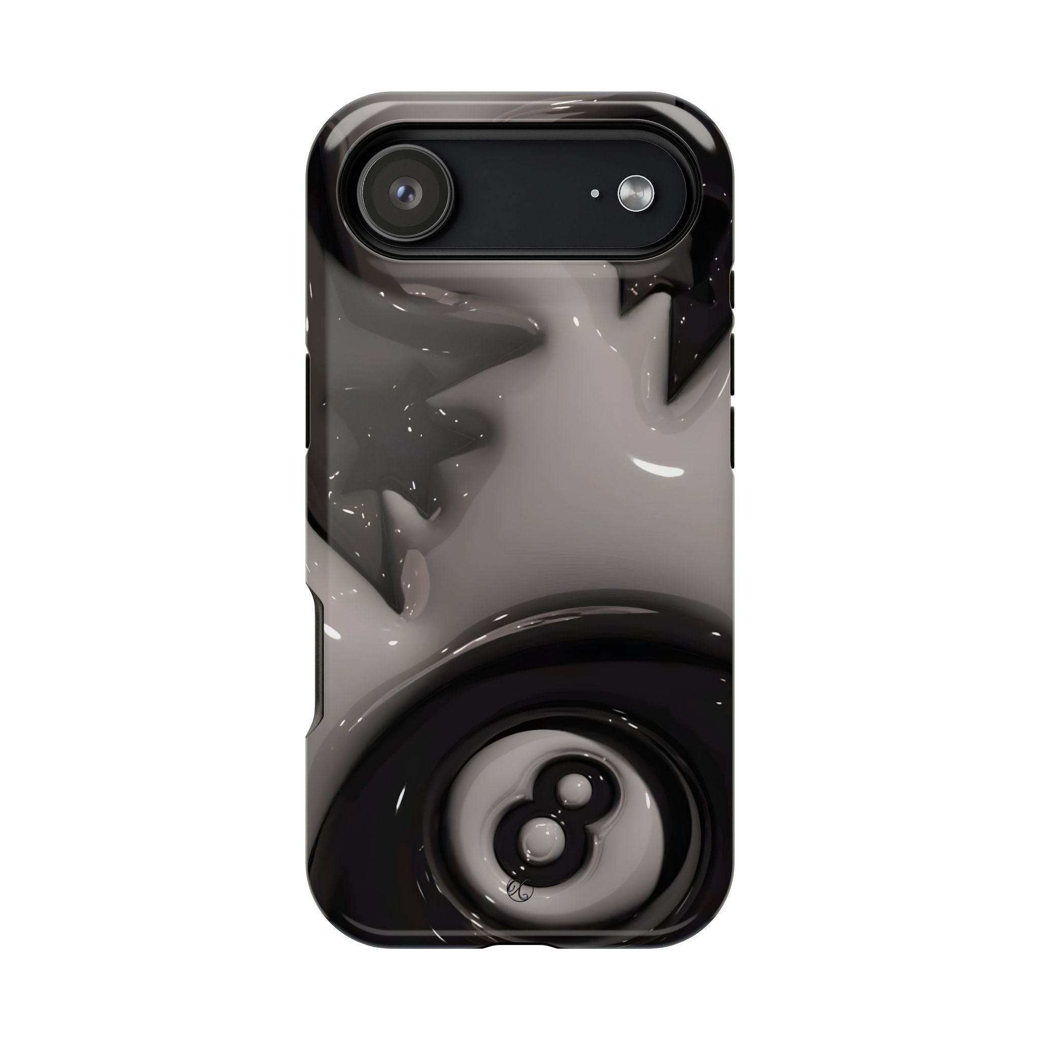 Black 8-Ball & Stars Impact-Resistant Phone Case — Protective iPhone Cover