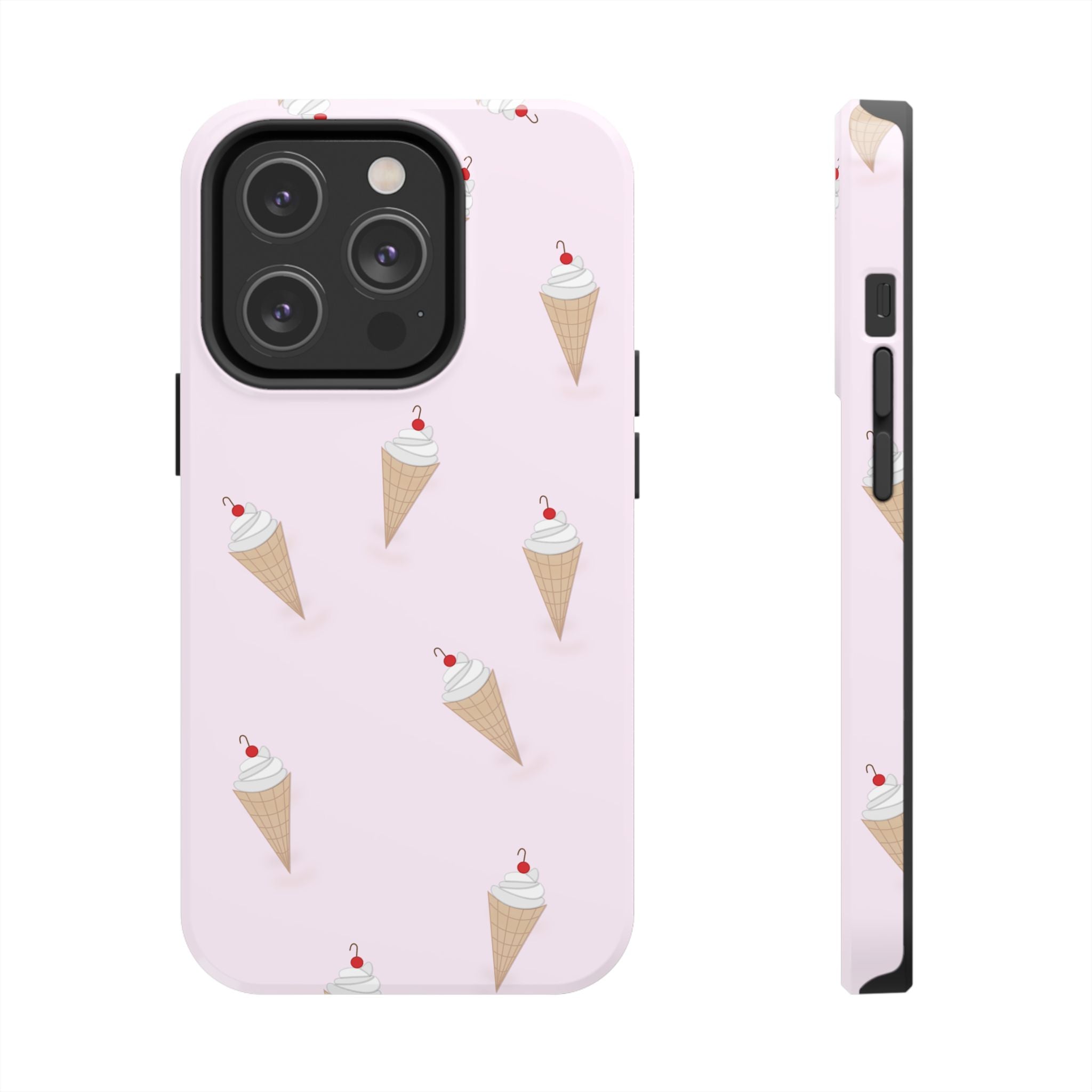 Ice Cream Cone Tough Phone Case — Pastel Pink Patterned Protective Phone Case