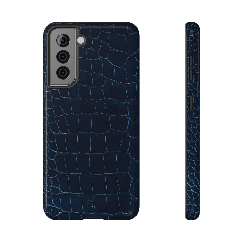 Croc-Embossed Impact-Resistant Phone Case – Navy Protective Cover