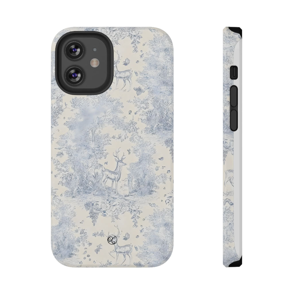Deer Toile Impact-Resistant Phone Case — Vintage Woodland Pattern