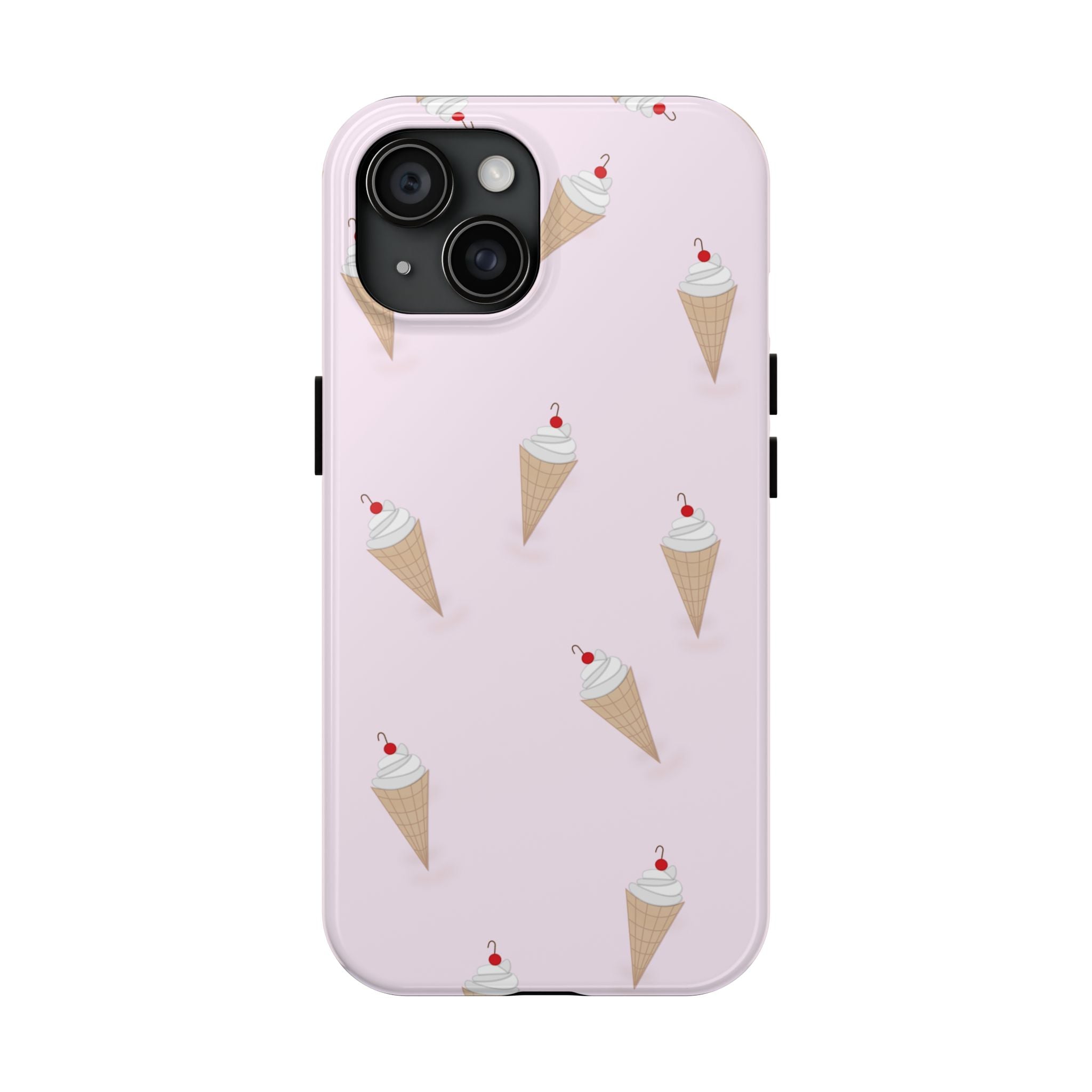 Ice Cream Cone Tough Phone Case — Pastel Pink Patterned Protective Phone Case