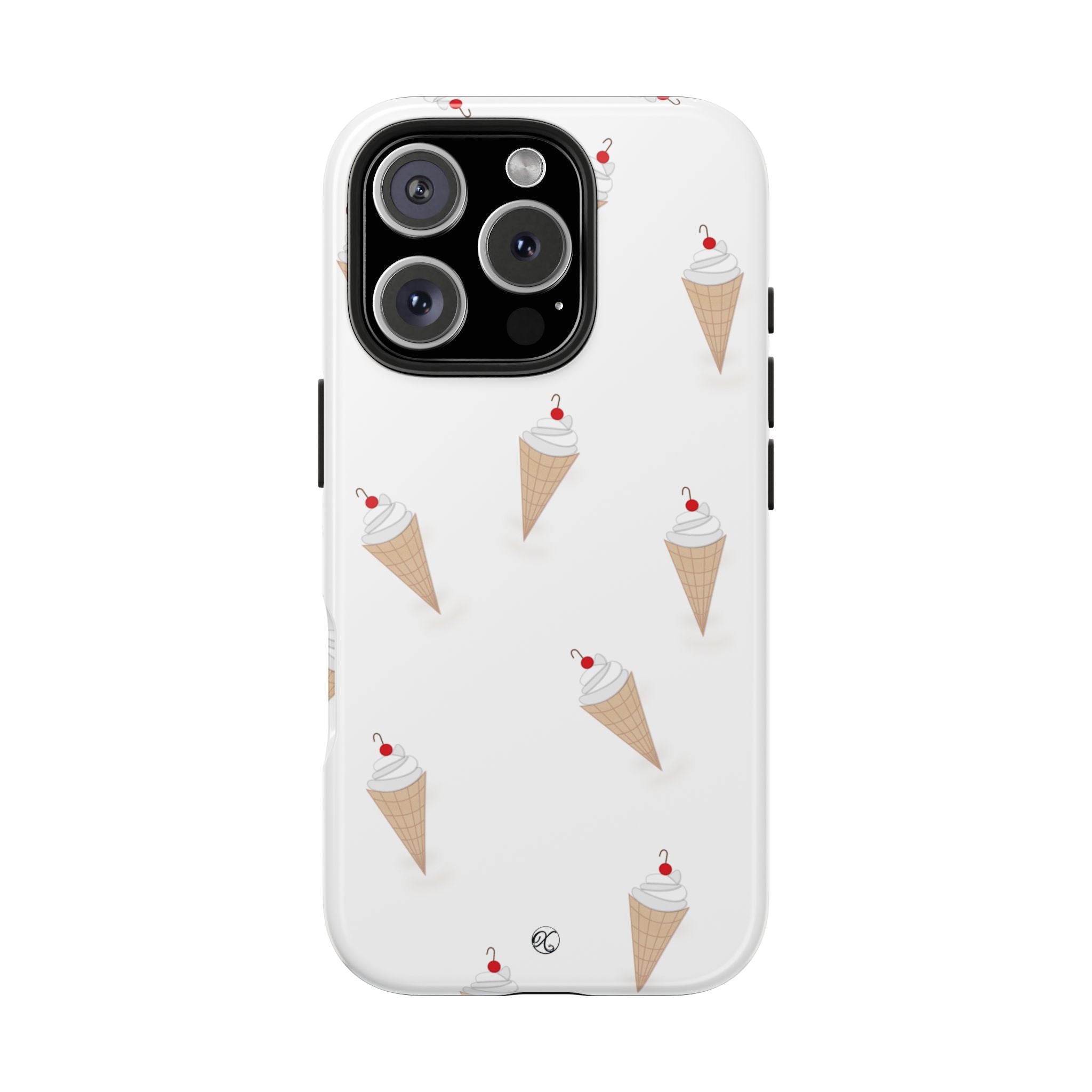 Ice Cream Cone Tough Phone Case — Cute Cherry Sundae Pattern Protective Phone Cover