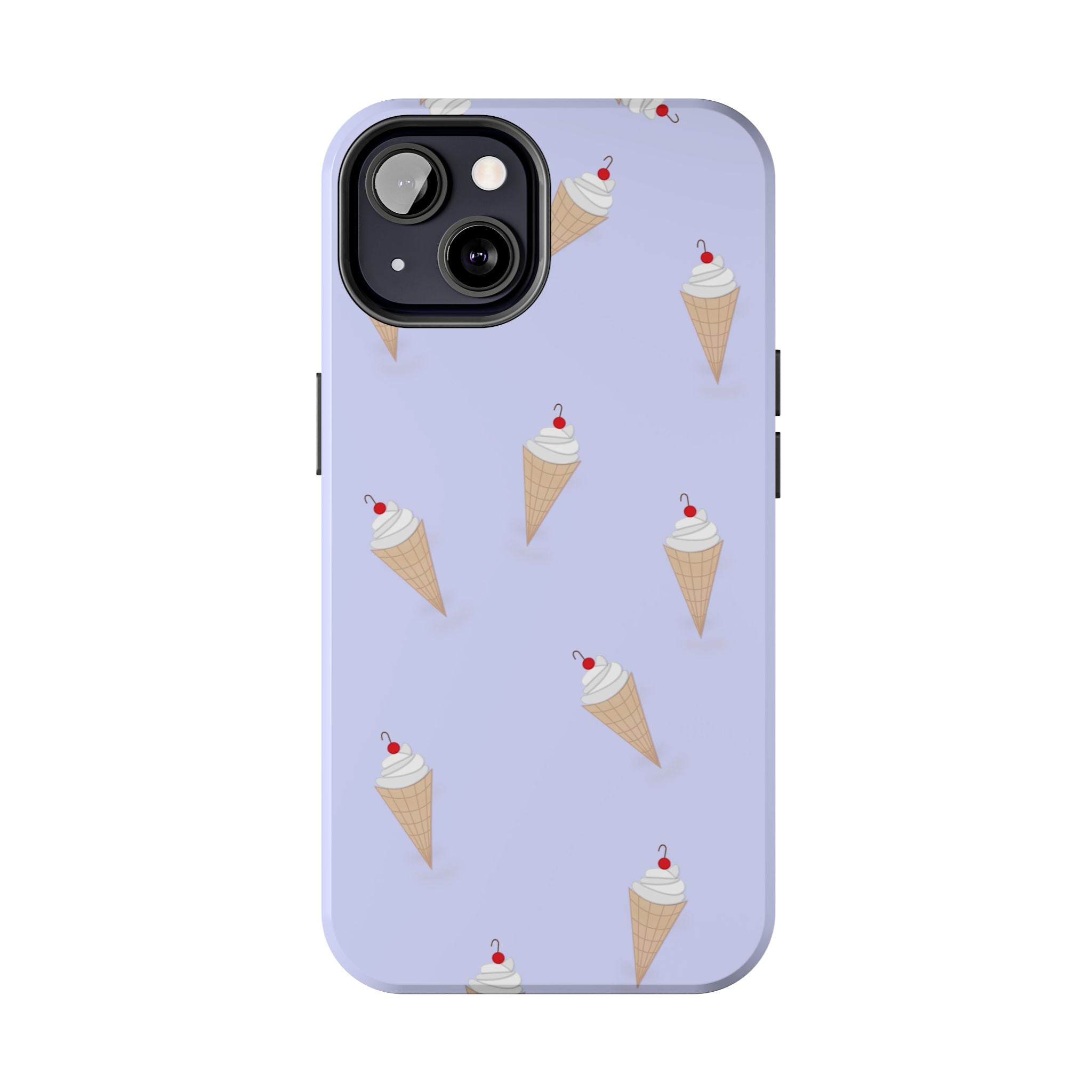 Ice Cream Cone Pattern Tough Phone Case — Pastel Lavender Protective Phone Cover