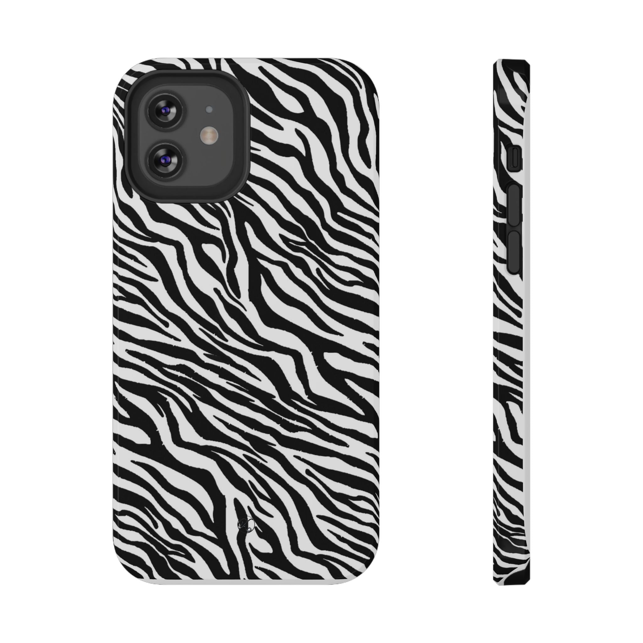 Zebra Print Impact-Resistant Phone Case — Black & White Safari Design