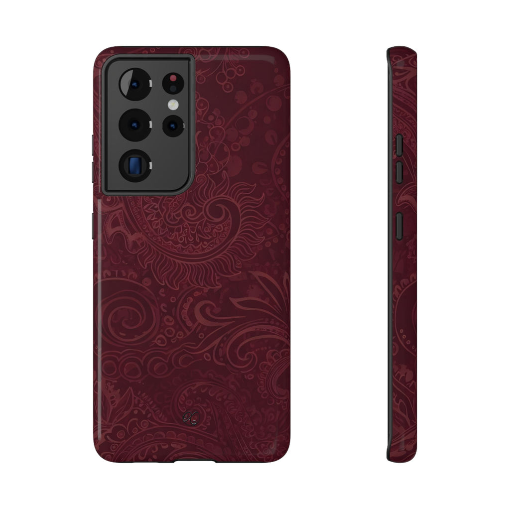 Burgundy Paisley Impact-Resistant Phone Case