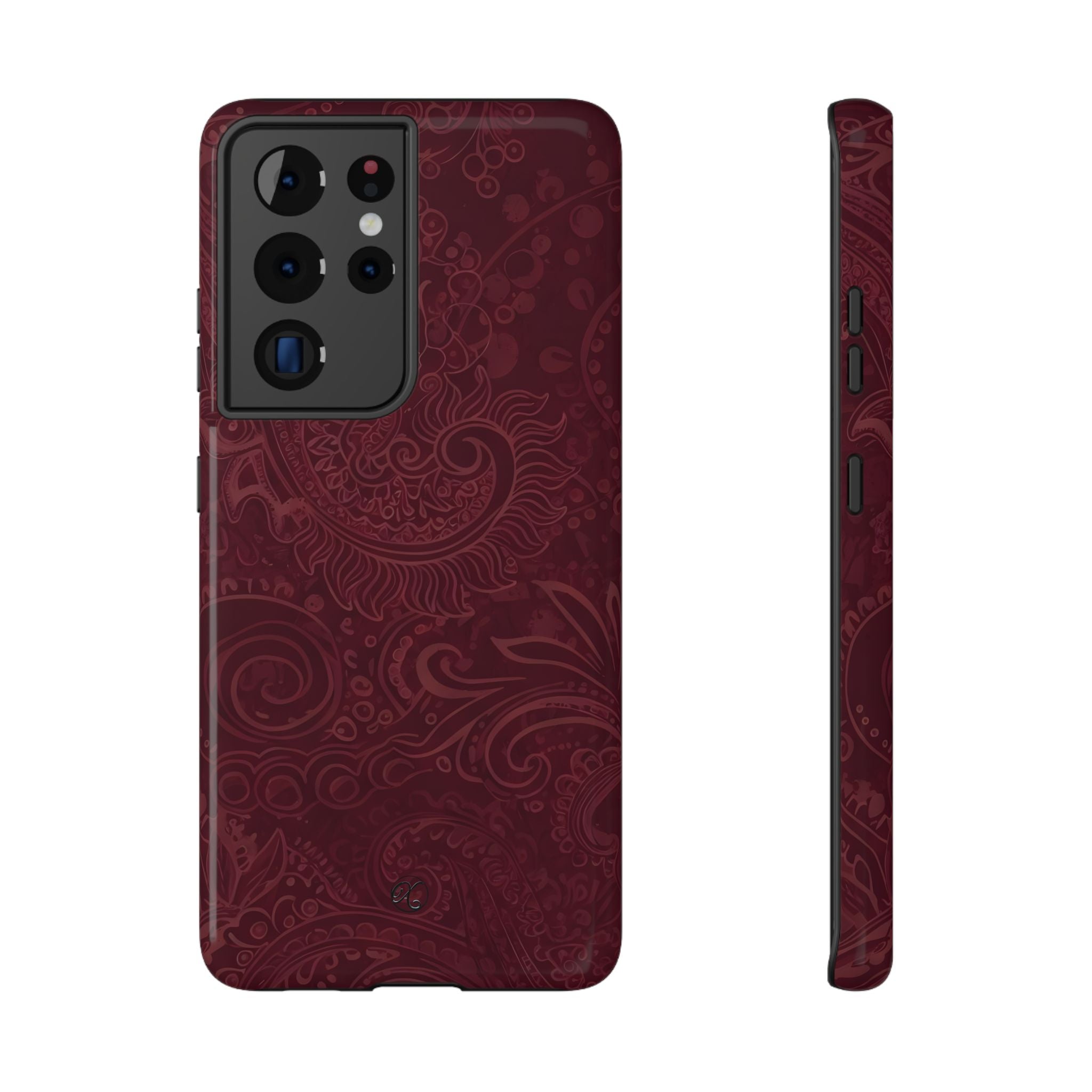 Burgundy Paisley Impact-Resistant Phone Case