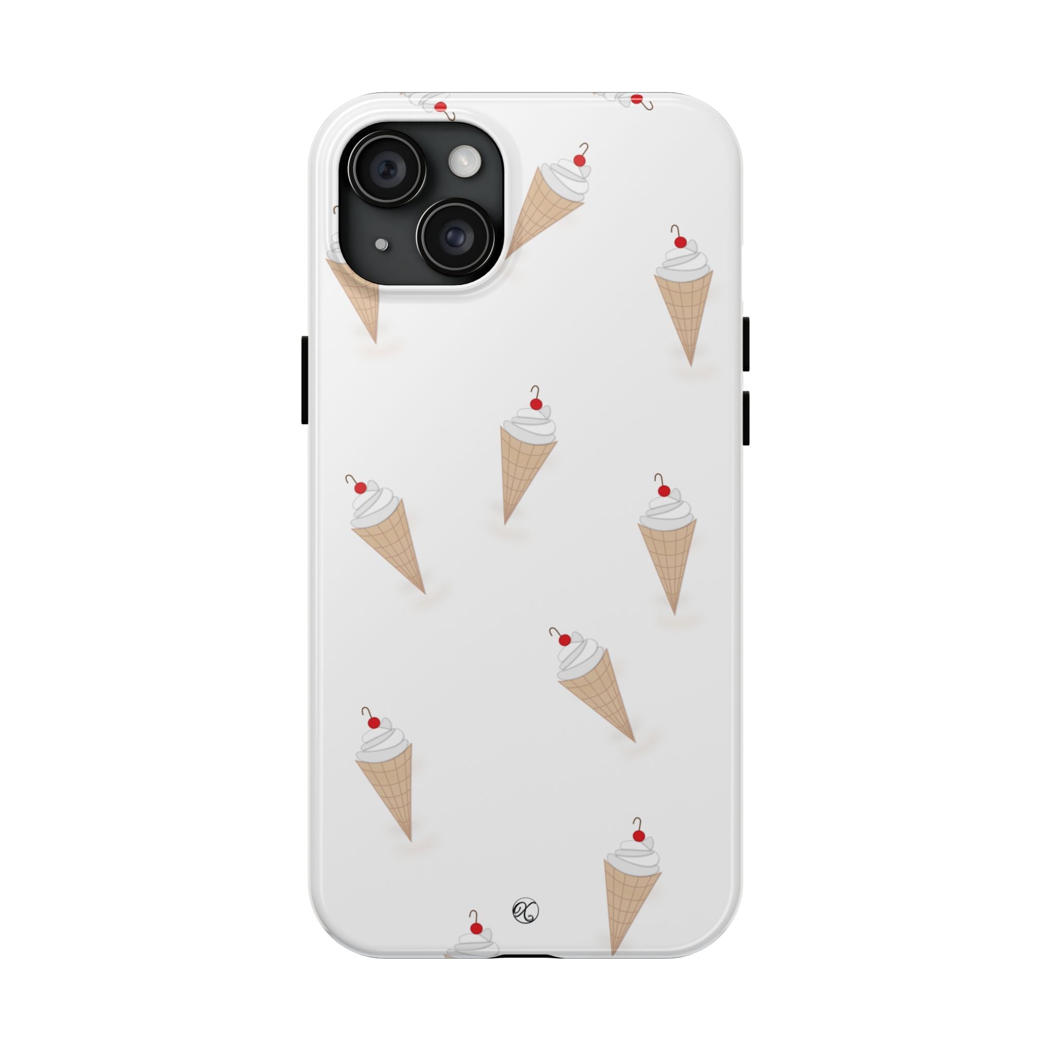 Ice Cream Cone Tough Phone Case — Cute Cherry Sundae Pattern Protective Phone Cover