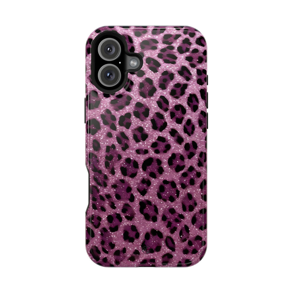 Pink Leopard Impact-Resistant Phone Case — Glitter Animal Print Protective Cover