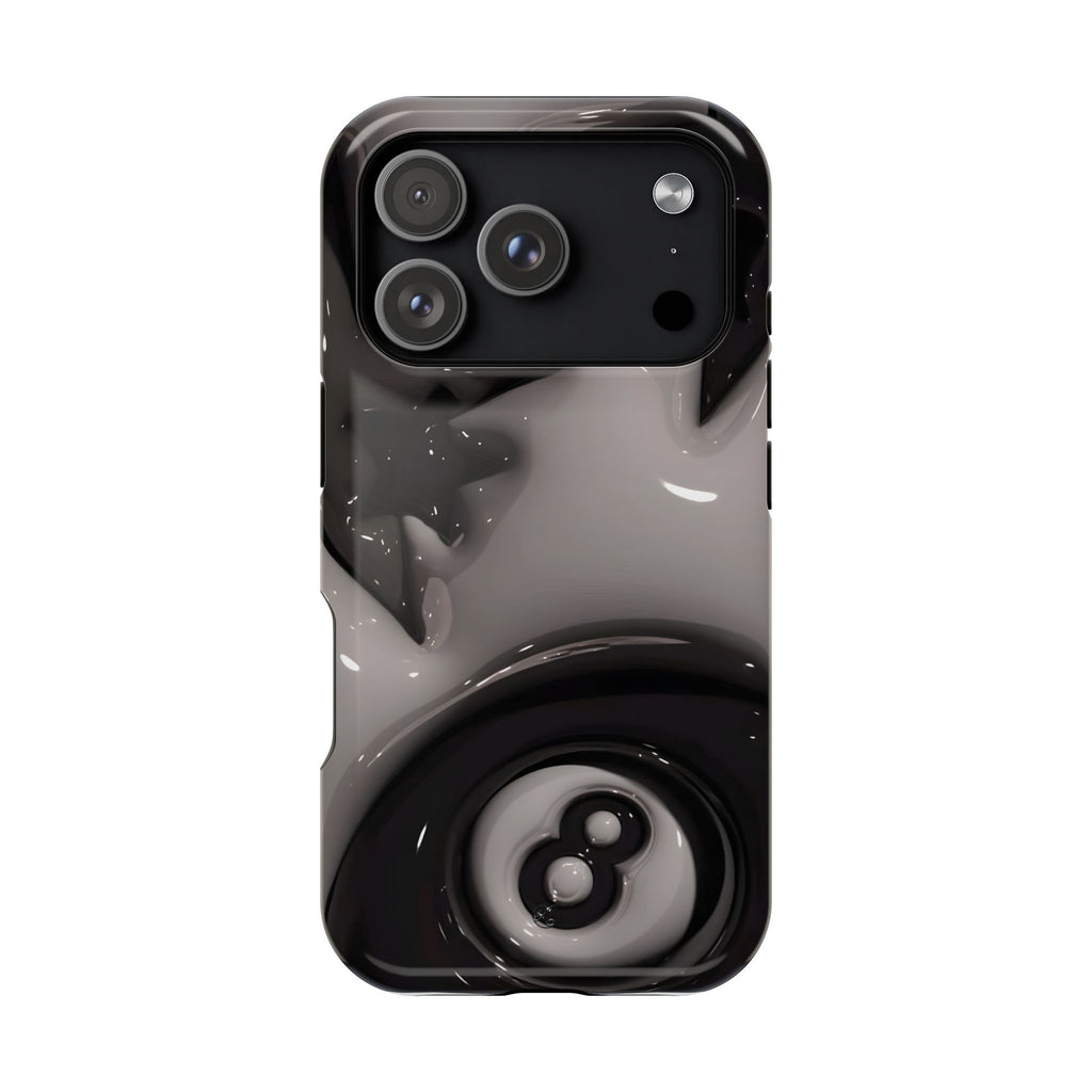 Black 8-Ball & Stars Impact-Resistant Phone Case — Protective iPhone Cover