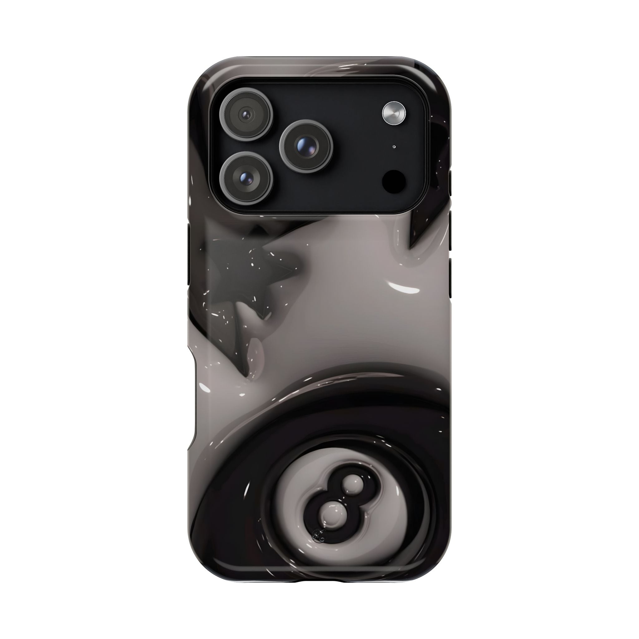 Black 8-Ball & Stars Impact-Resistant Phone Case — Protective iPhone Cover