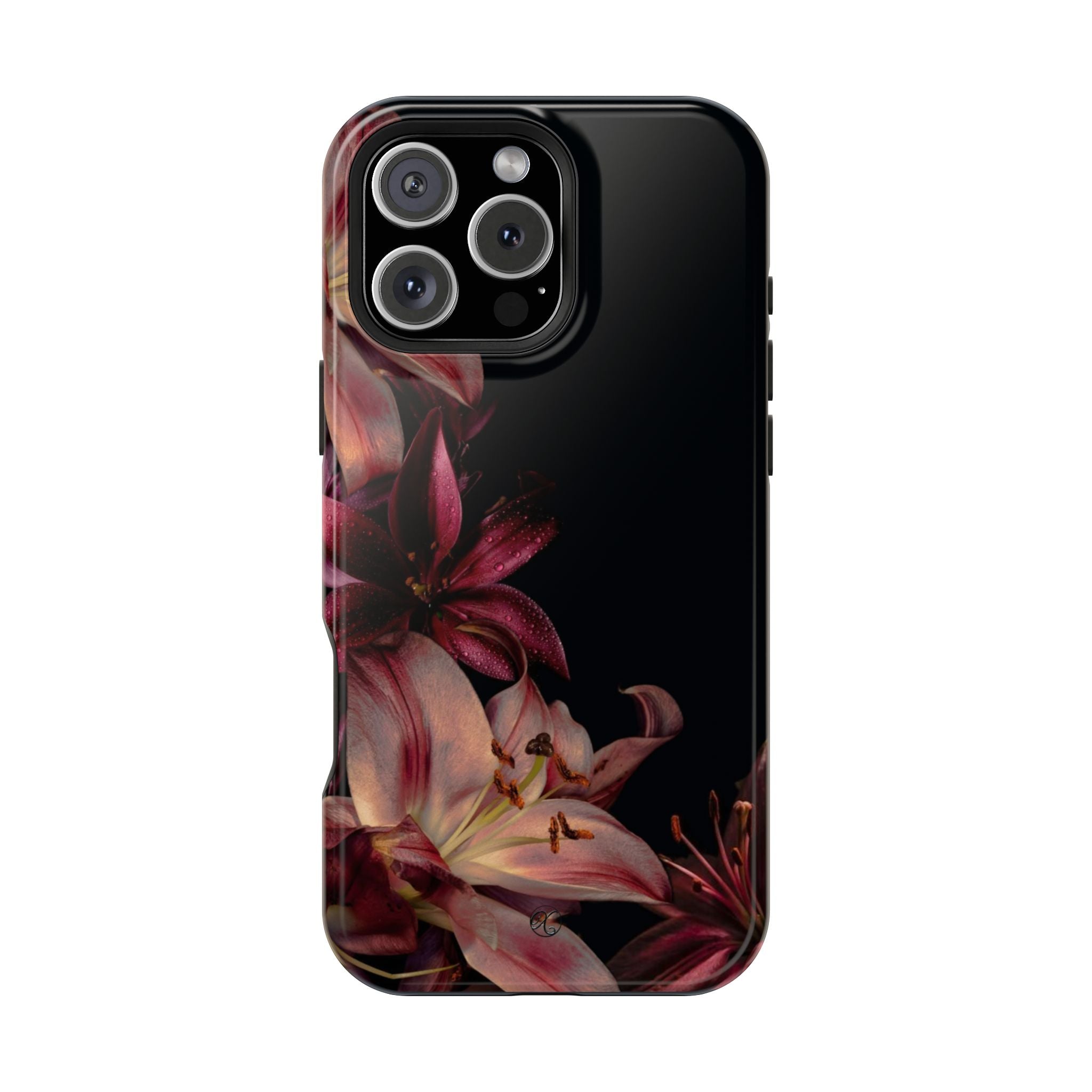 Floral Lily Impact-Resistant Phone Case — Dark Botanical Protective Cover