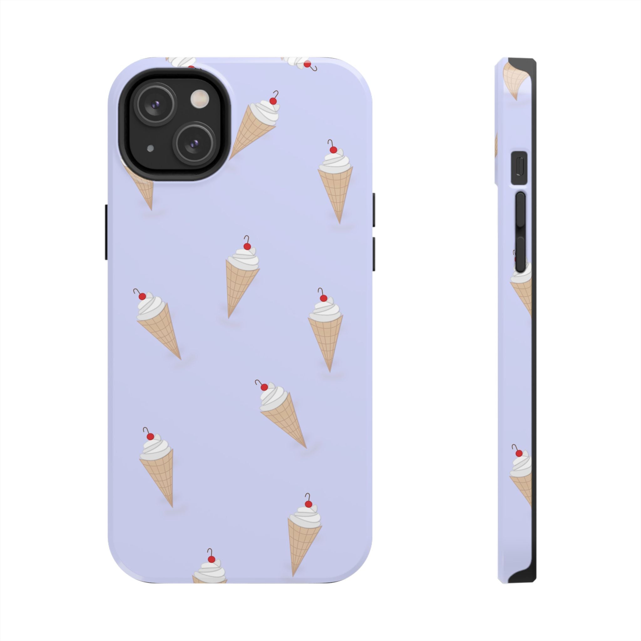 Ice Cream Cone Pattern Tough Phone Case — Pastel Lavender Protective Phone Cover
