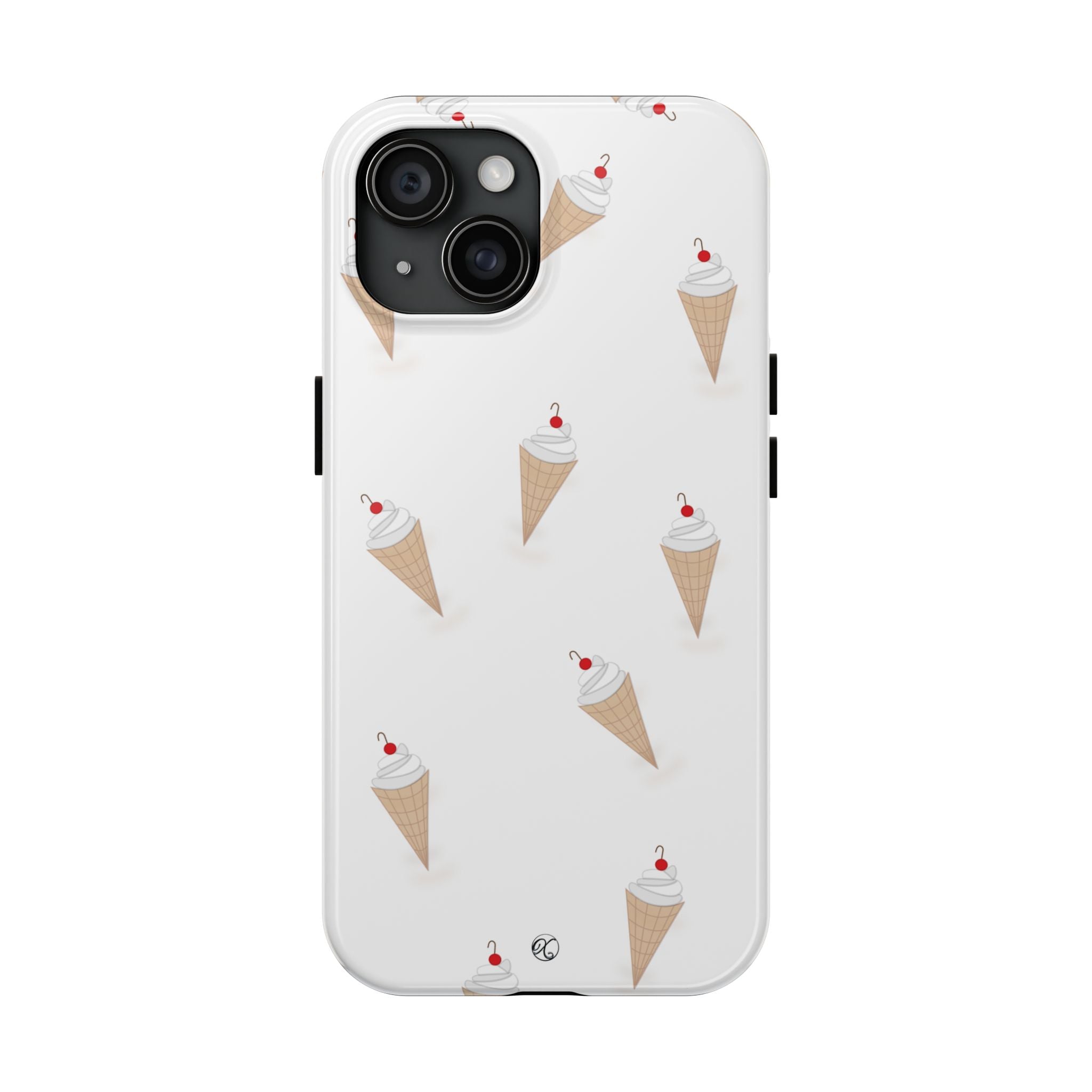 Ice Cream Cone Tough Phone Case — Cute Cherry Sundae Pattern Protective Phone Cover