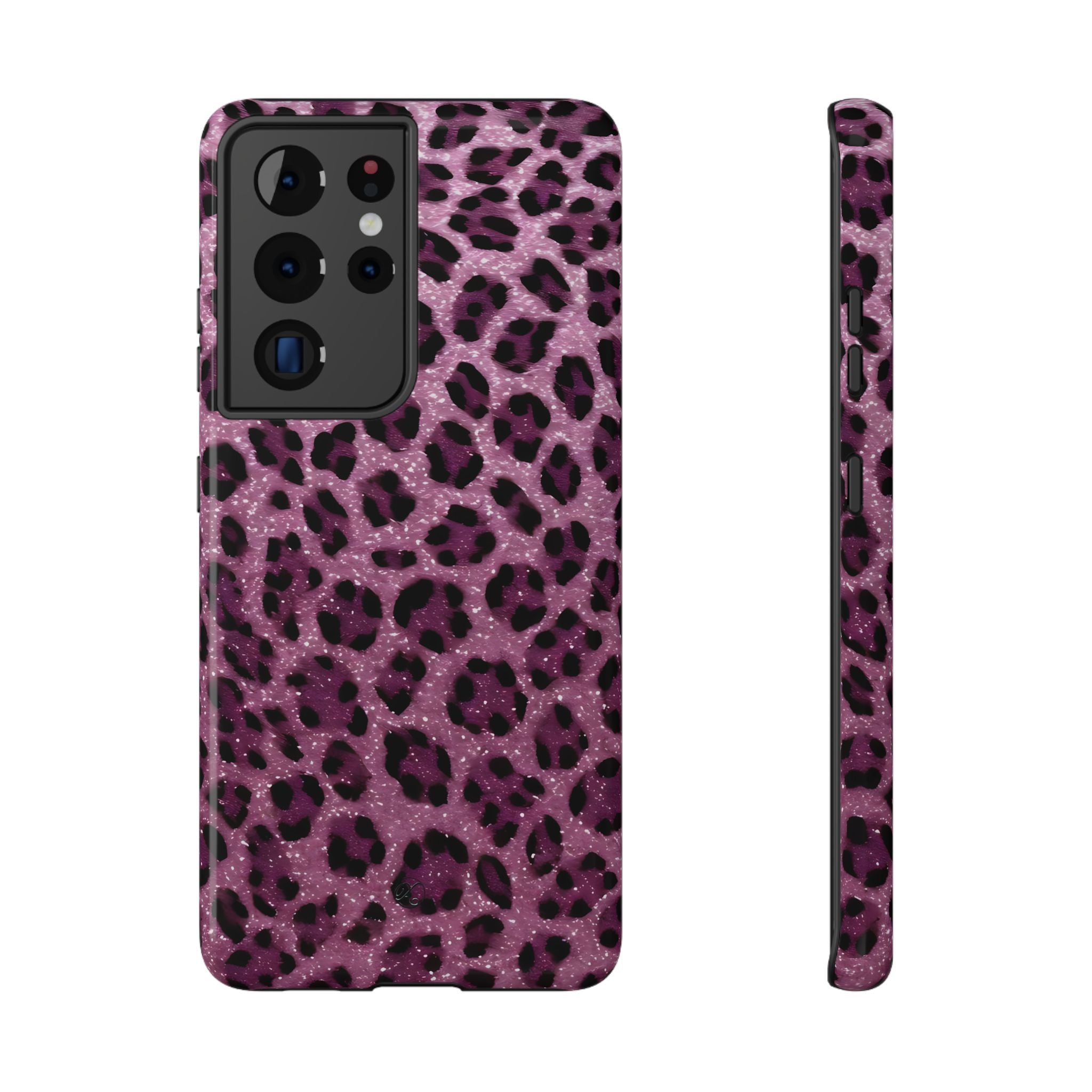 Pink Leopard Impact-Resistant Phone Case — Glitter Animal Print Protective Cover