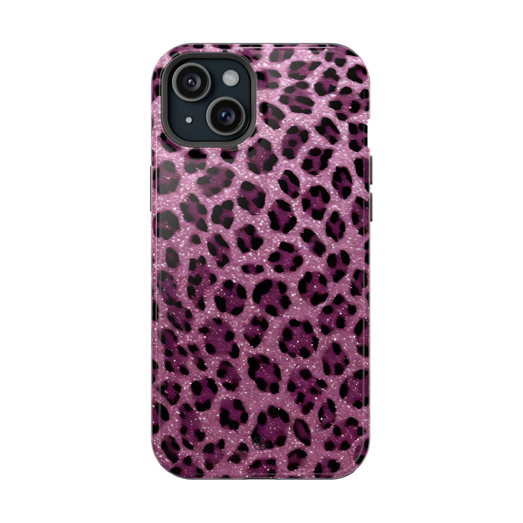 Pink Leopard Impact-Resistant Phone Case — Glitter Animal Print Protective Cover