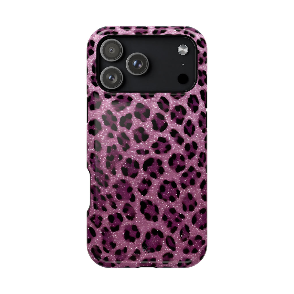 Pink Leopard Impact-Resistant Phone Case — Glitter Animal Print Protective Cover