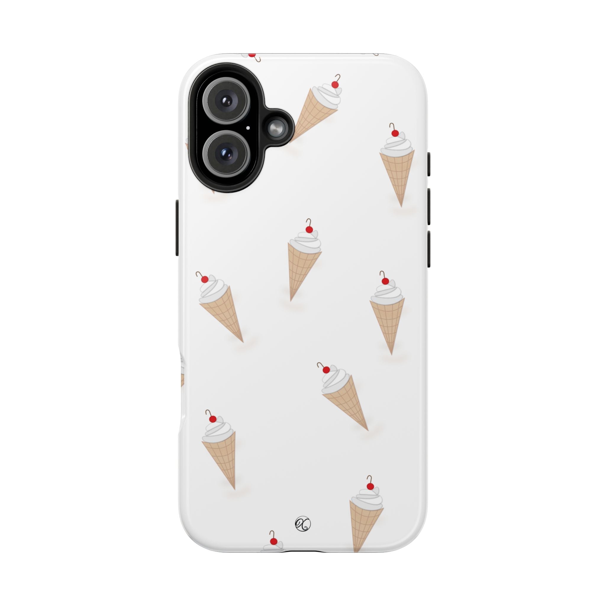 Ice Cream Cone Tough Phone Case — Cute Cherry Sundae Pattern Protective Phone Cover