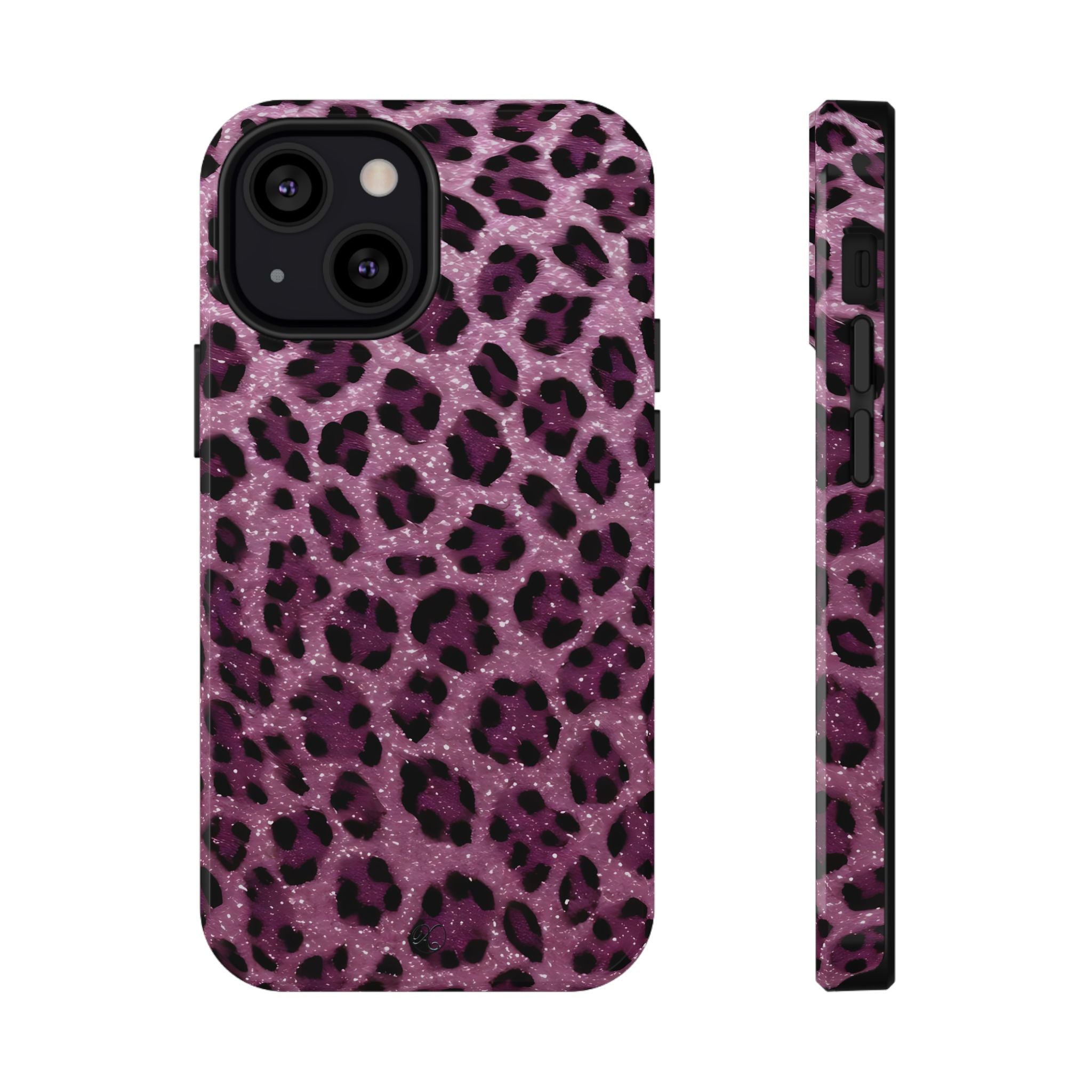 Pink Leopard Impact-Resistant Phone Case — Glitter Animal Print Protective Cover