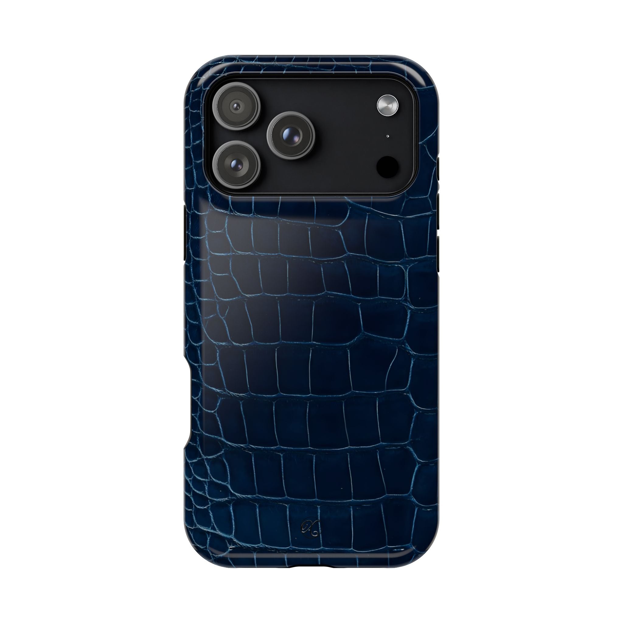 Croc-Embossed Impact-Resistant Phone Case – Navy Protective Cover