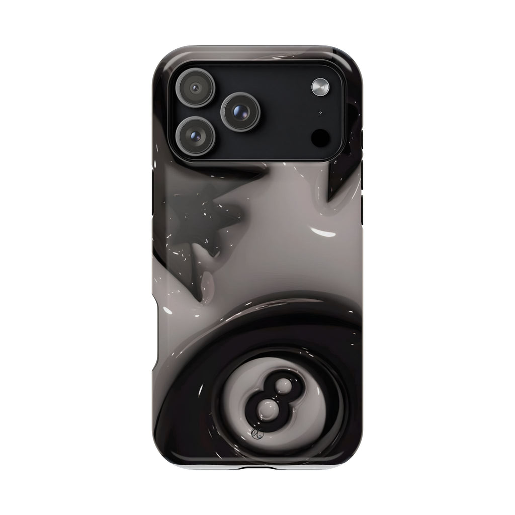 Black 8-Ball & Stars Impact-Resistant Phone Case — Protective iPhone Cover