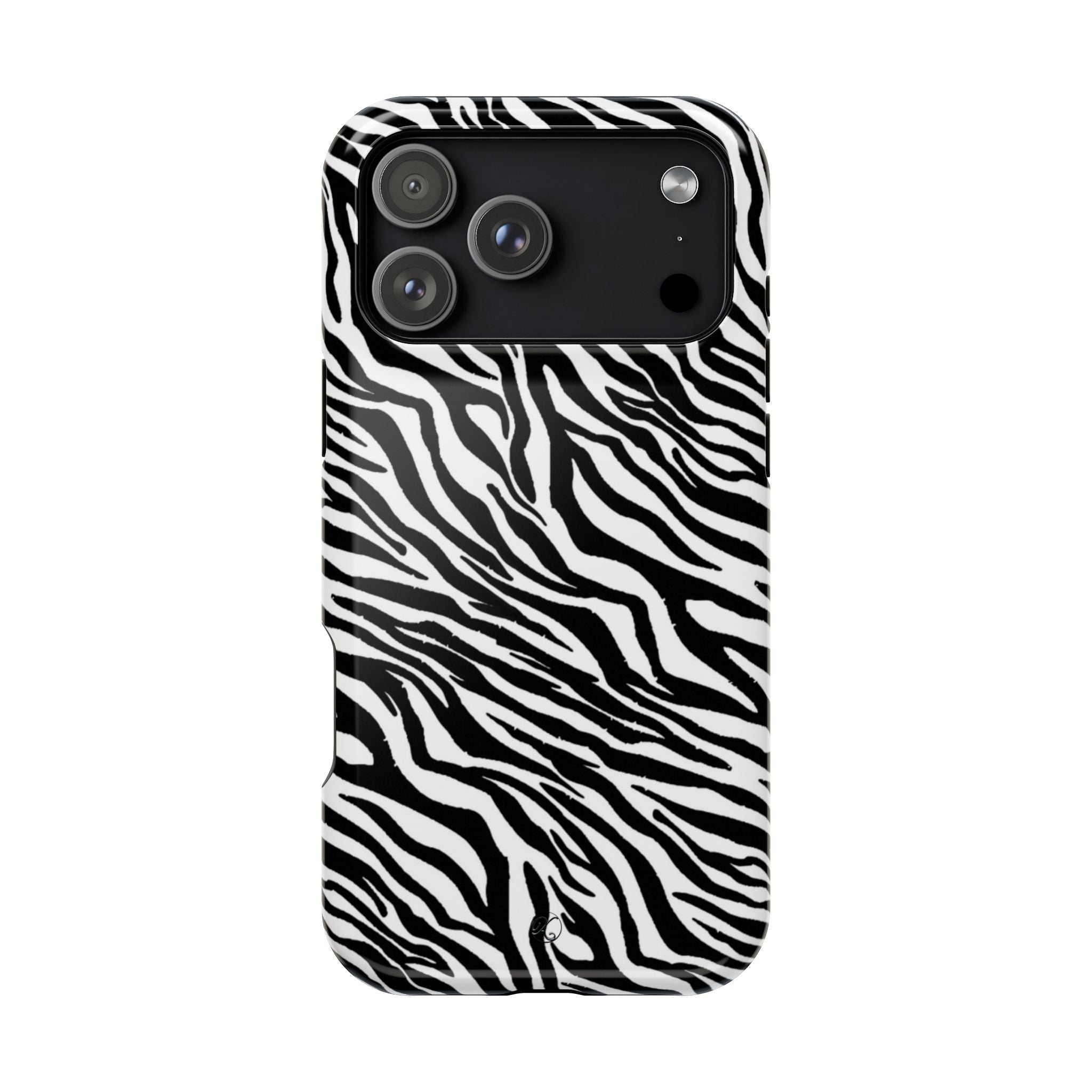 Zebra Print Impact-Resistant Phone Case — Black & White Safari Design