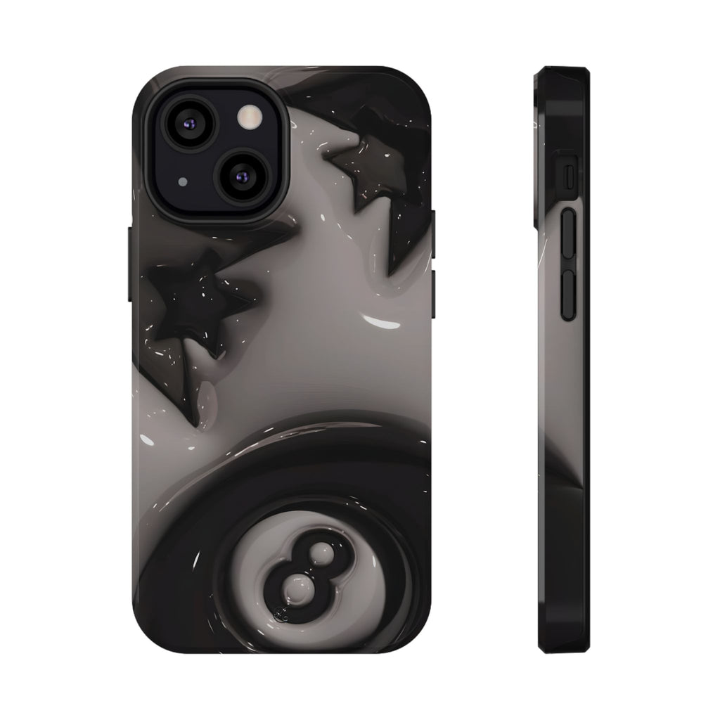 Black 8-Ball & Stars Impact-Resistant Phone Case — Protective iPhone Cover