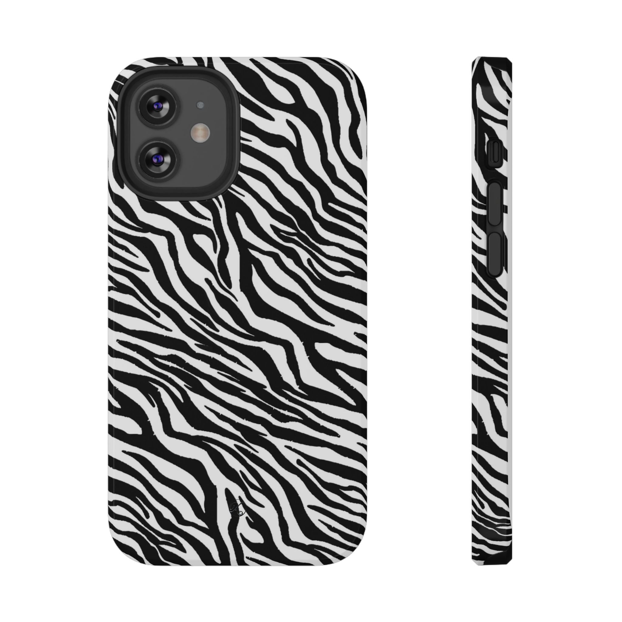 Zebra Print Impact-Resistant Phone Case — Black & White Safari Design