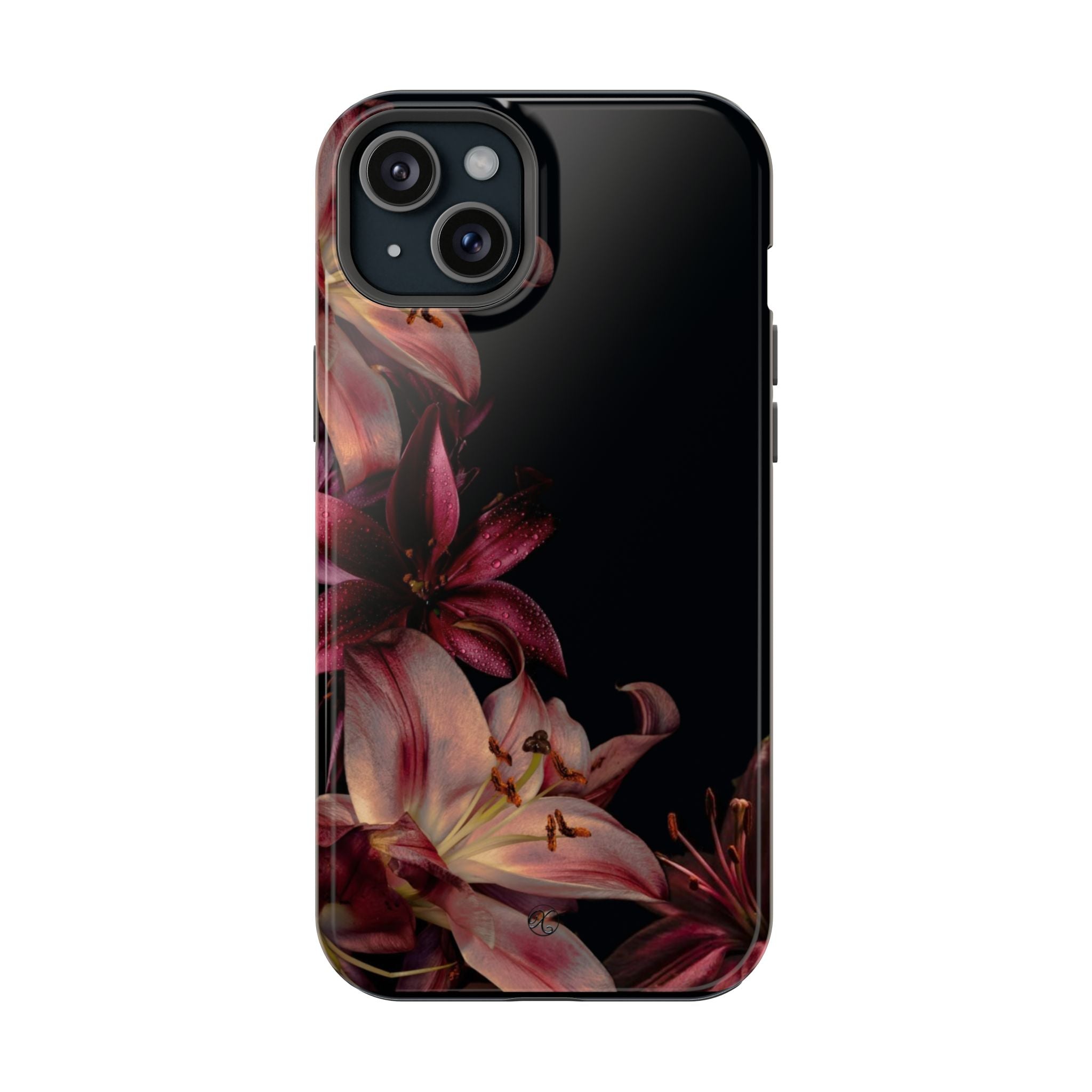 Floral Lily Impact-Resistant Phone Case — Dark Botanical Protective Cover