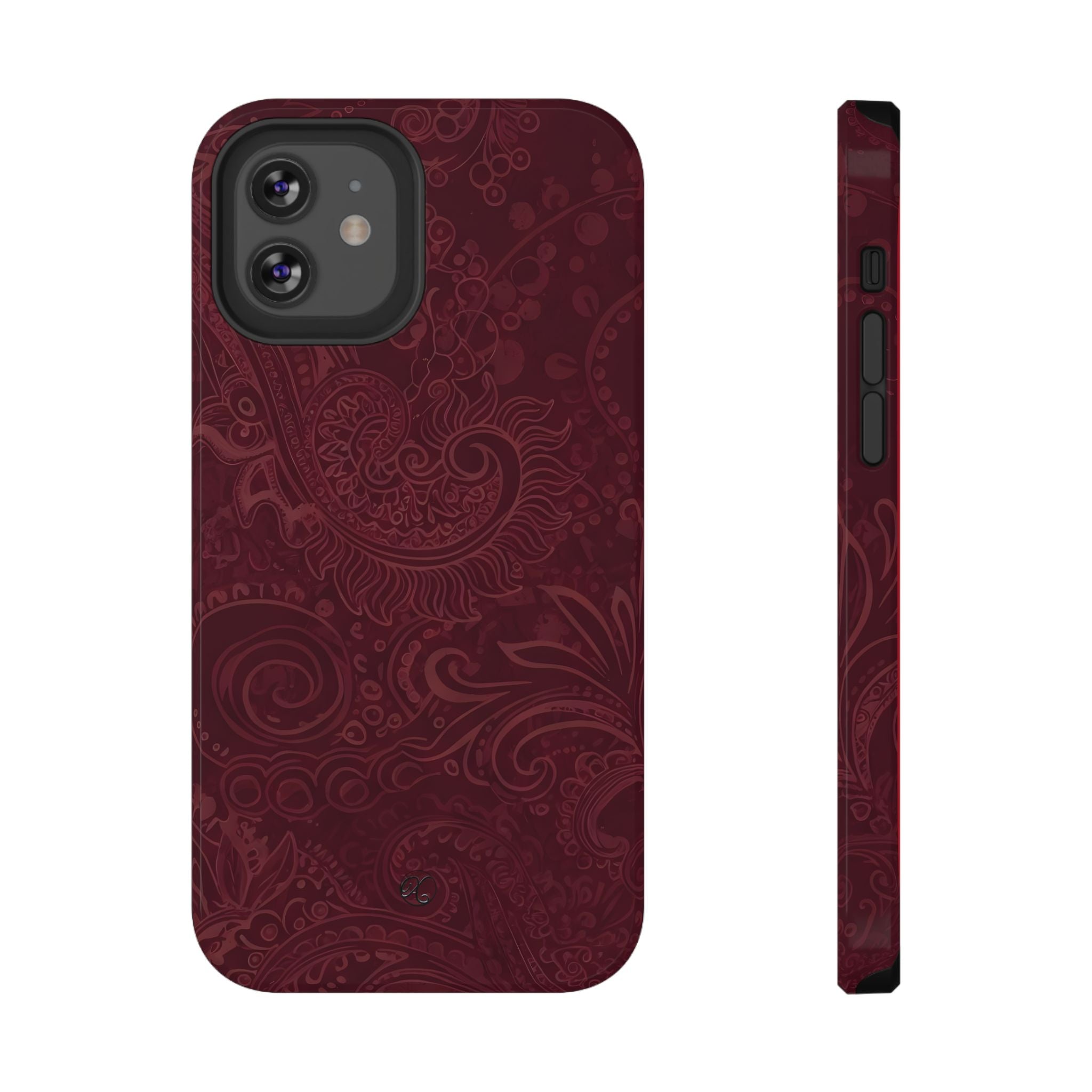 Burgundy Paisley Impact-Resistant Phone Case