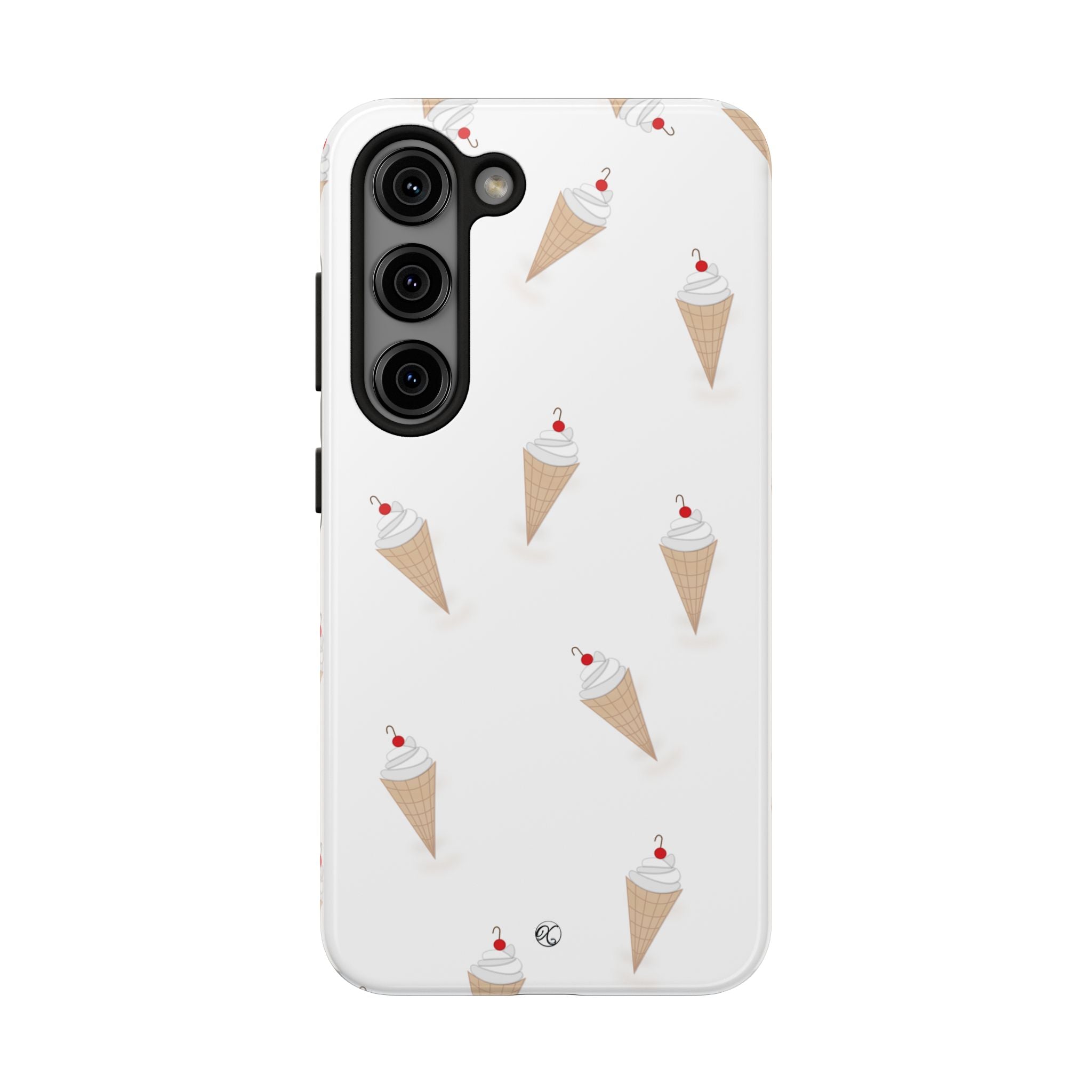 Ice Cream Cone Tough Phone Case — Cute Cherry Sundae Pattern Protective Phone Cover
