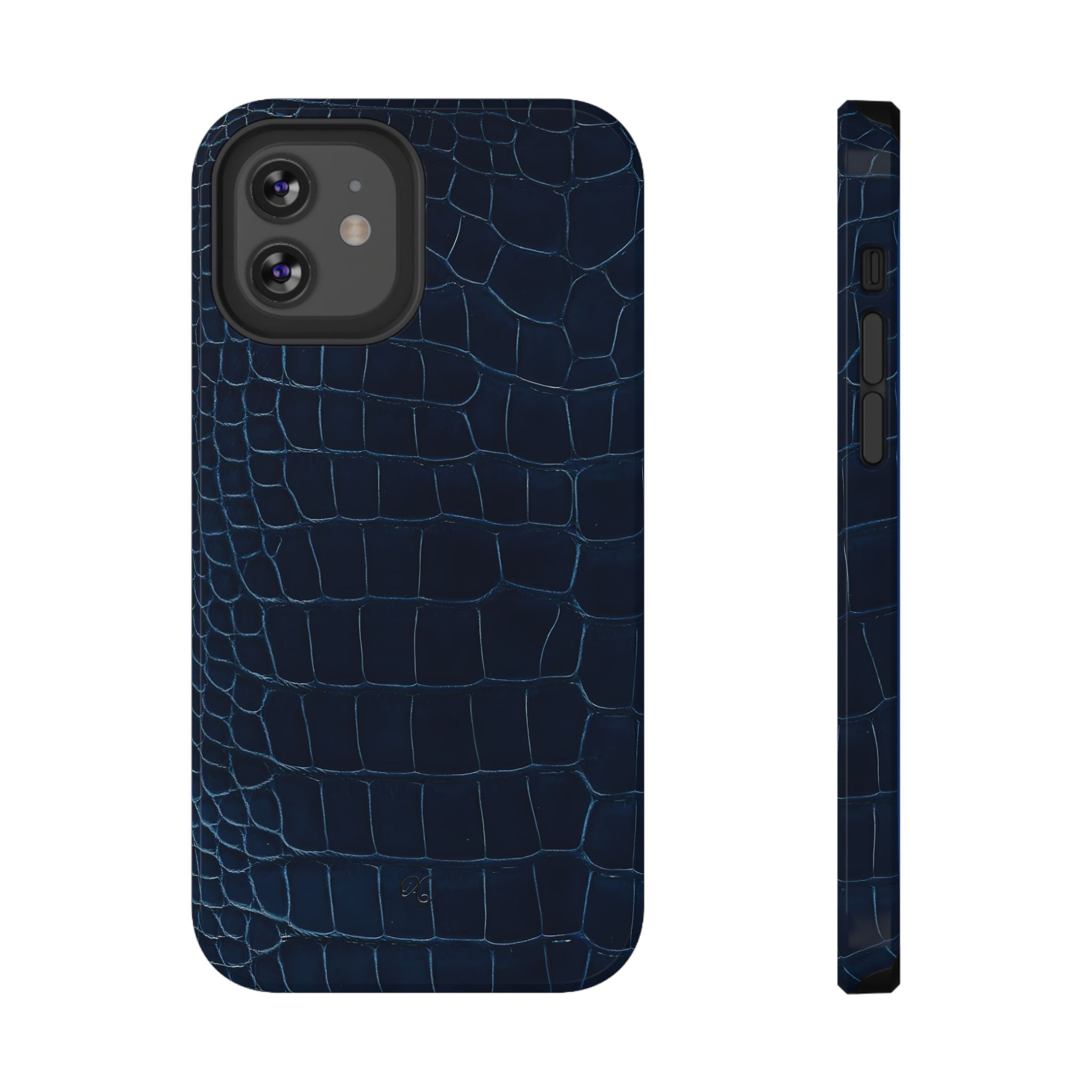 Croc-Embossed Impact-Resistant Phone Case – Navy Protective Cover