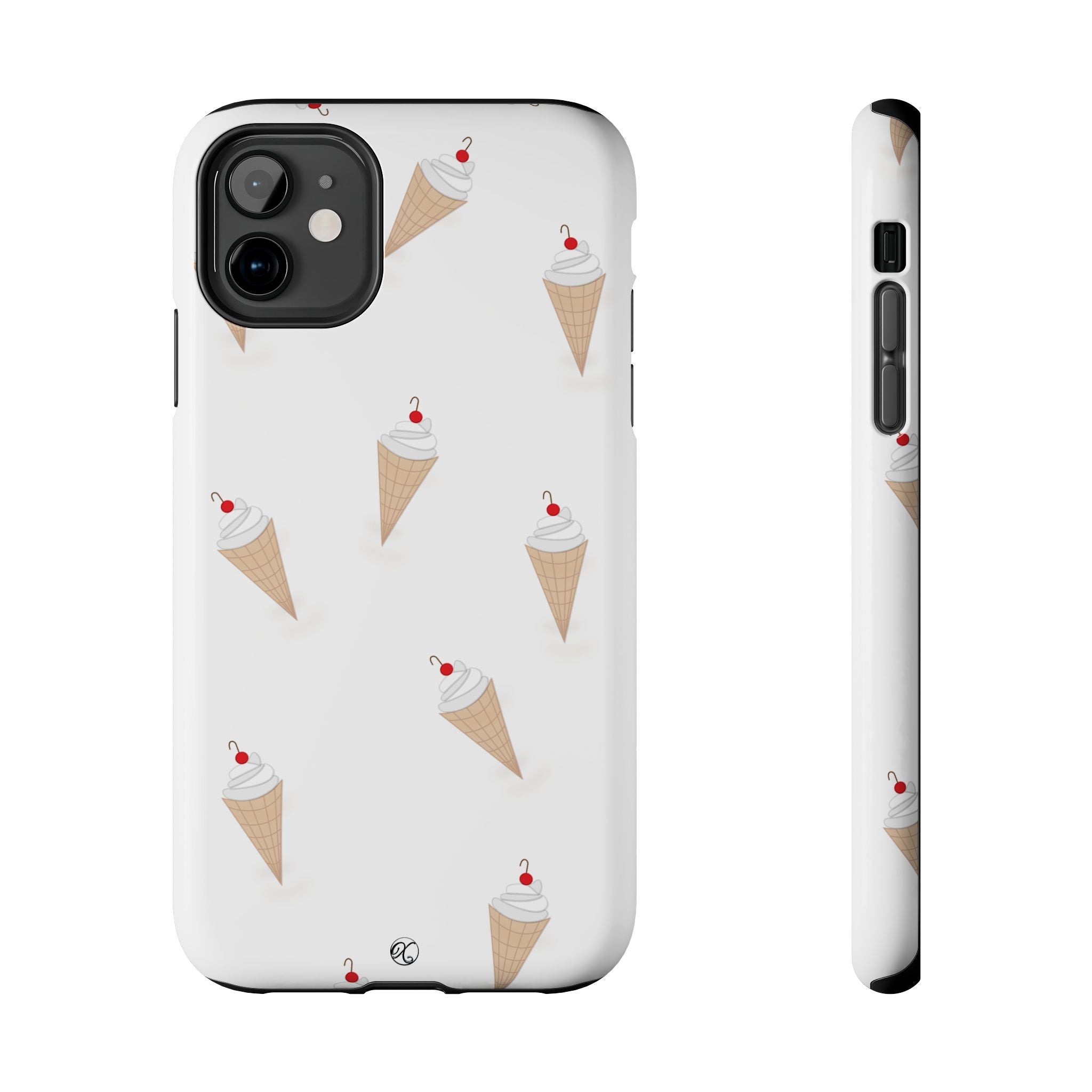 Ice Cream Cone Tough Phone Case — Cute Cherry Sundae Pattern Protective Phone Cover