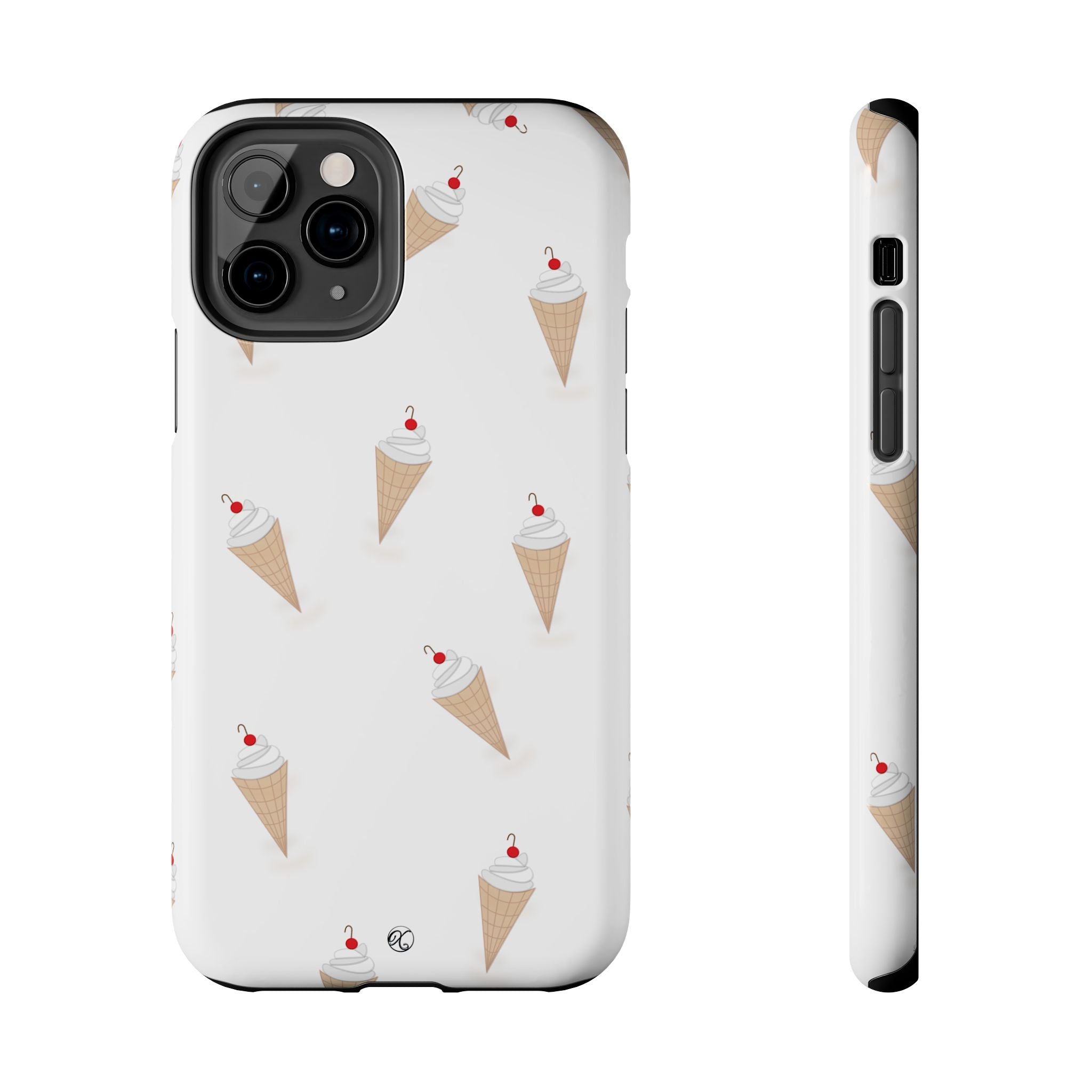 Ice Cream Cone Tough Phone Case — Cute Cherry Sundae Pattern Protective Phone Cover