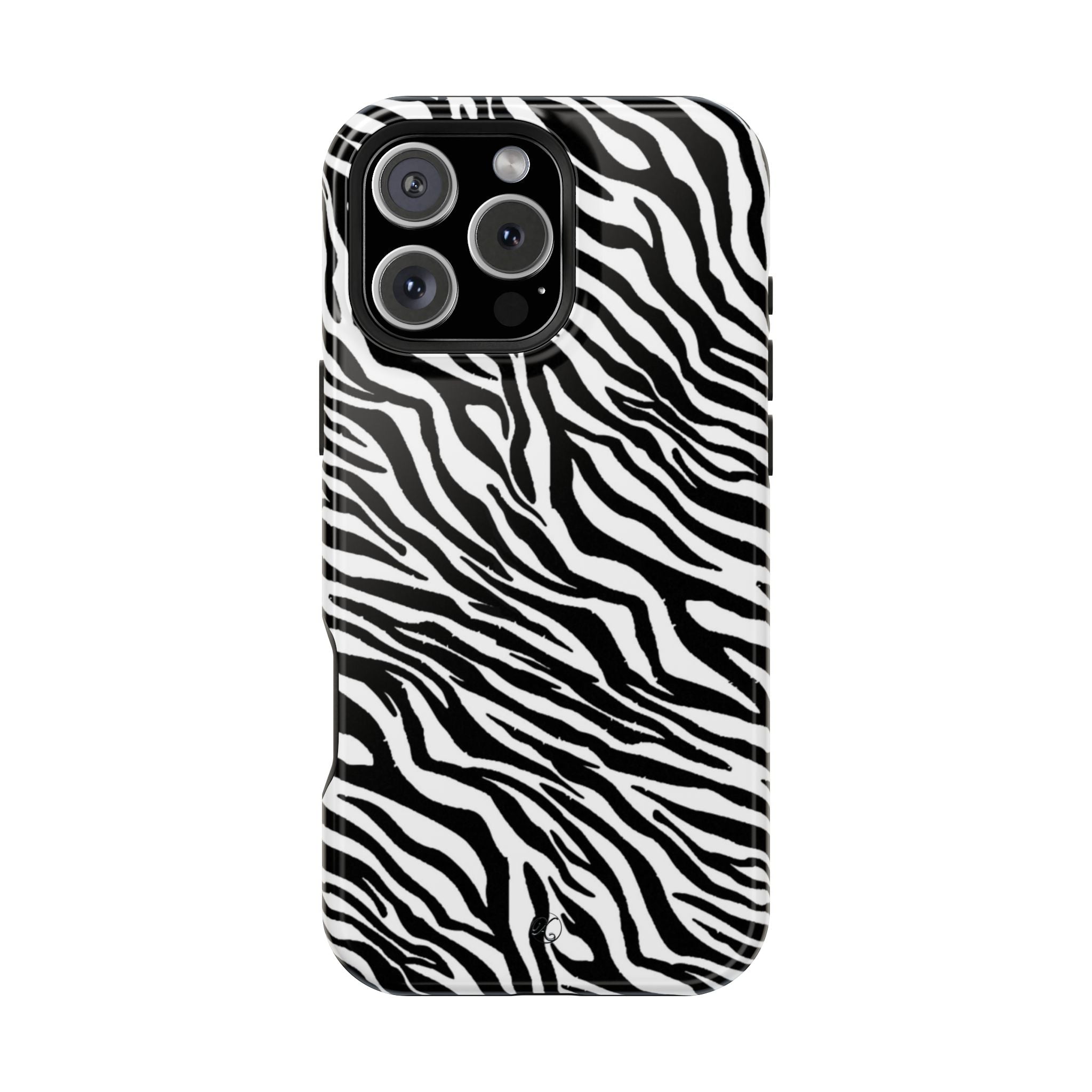 Zebra Print Impact-Resistant Phone Case — Black & White Safari Design