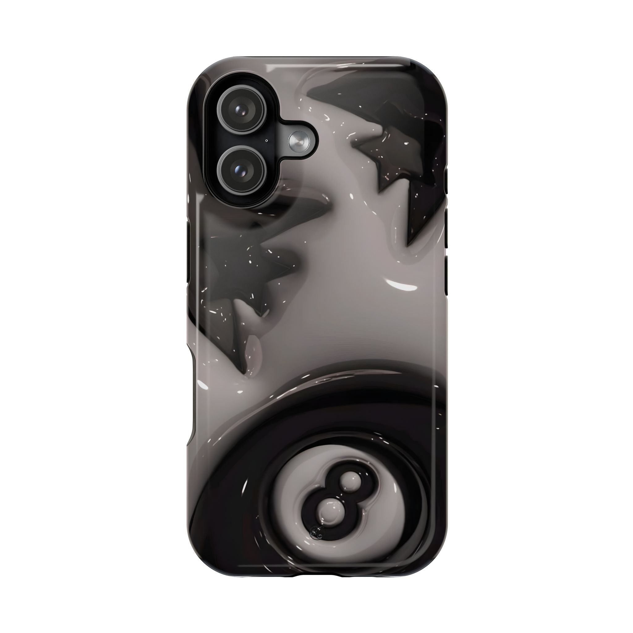 Black 8-Ball & Stars Impact-Resistant Phone Case — Protective iPhone Cover